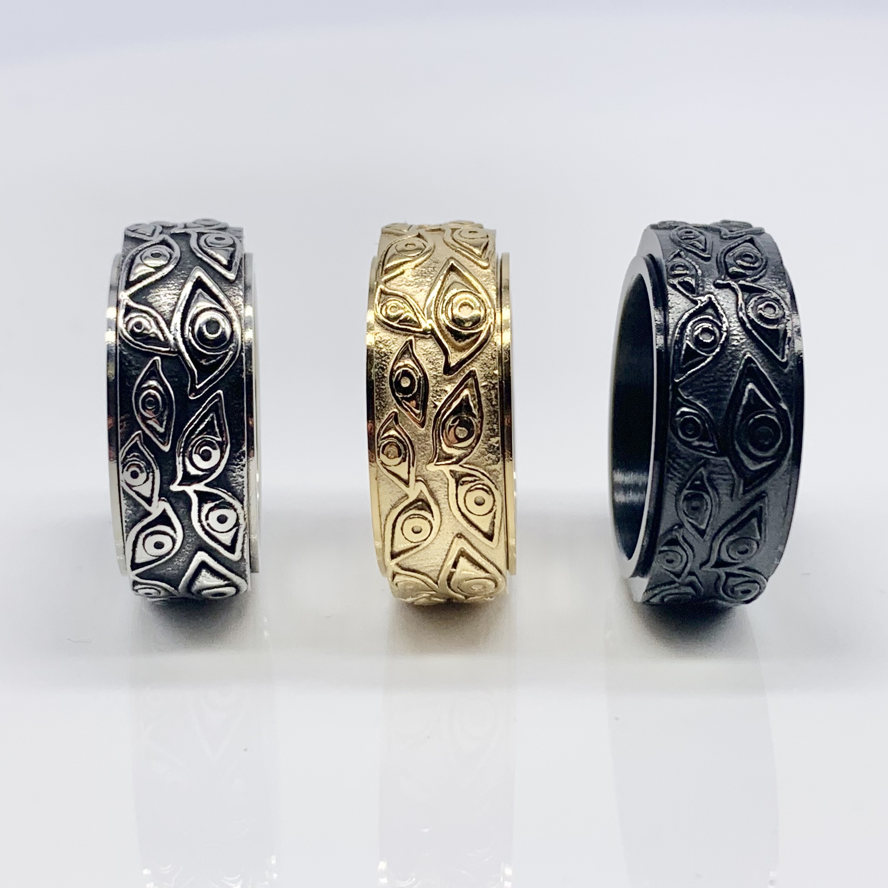 Eye Spinner Silver/Gold/Black Fidget Ring 