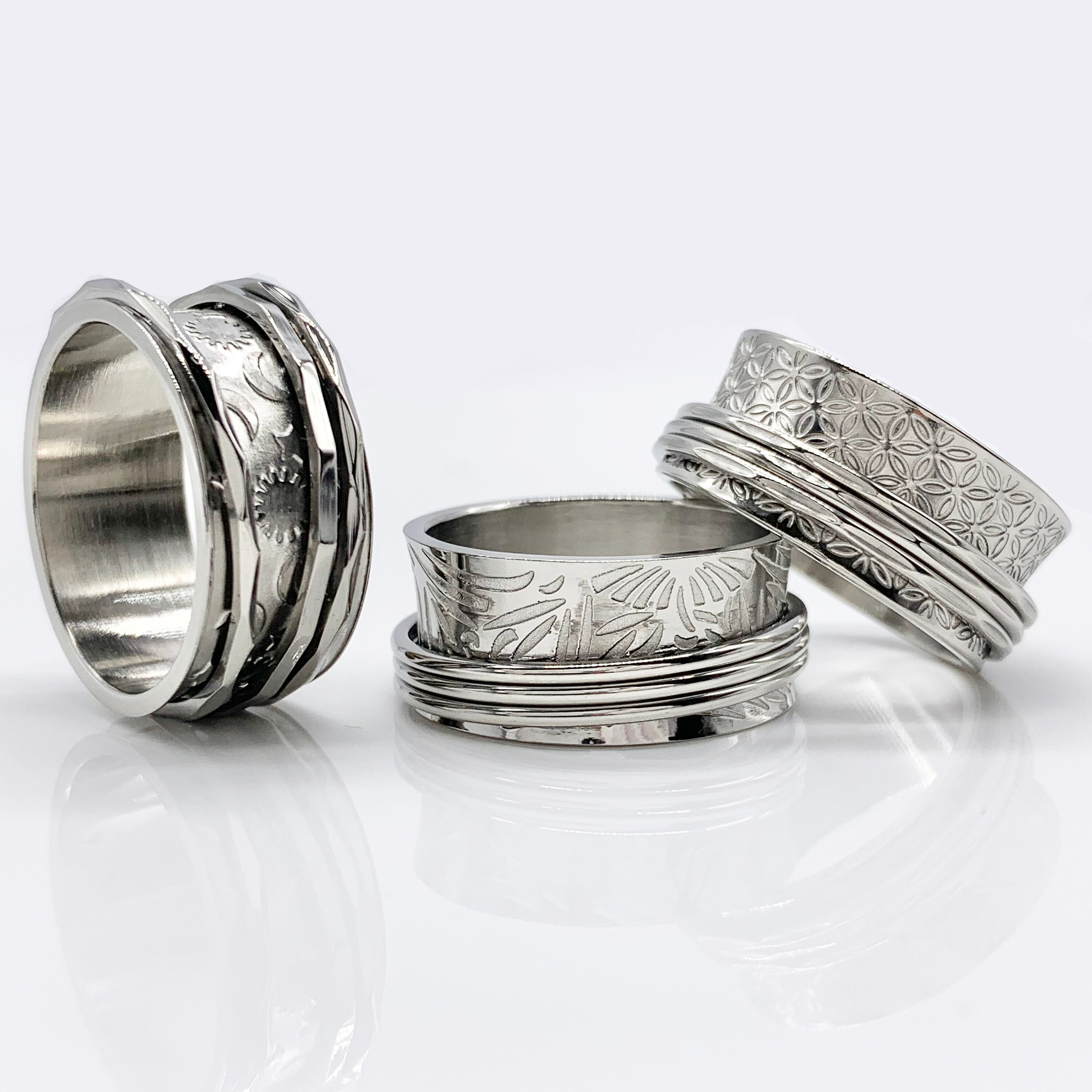 Wide Spinner Fidget Stainless Steel Ring
