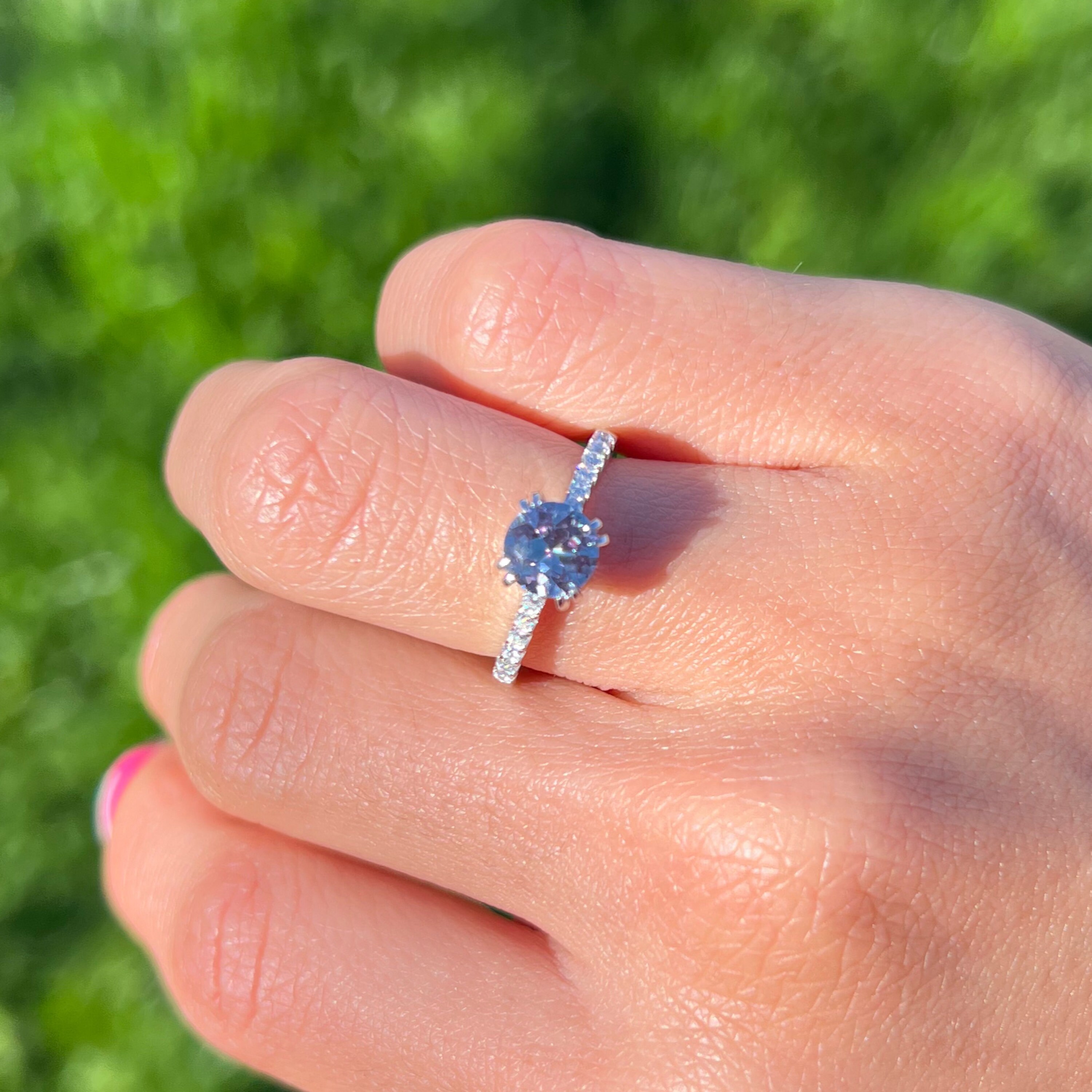 Unique Alexandrite June Birthstone Ring, Real Sterling Silver