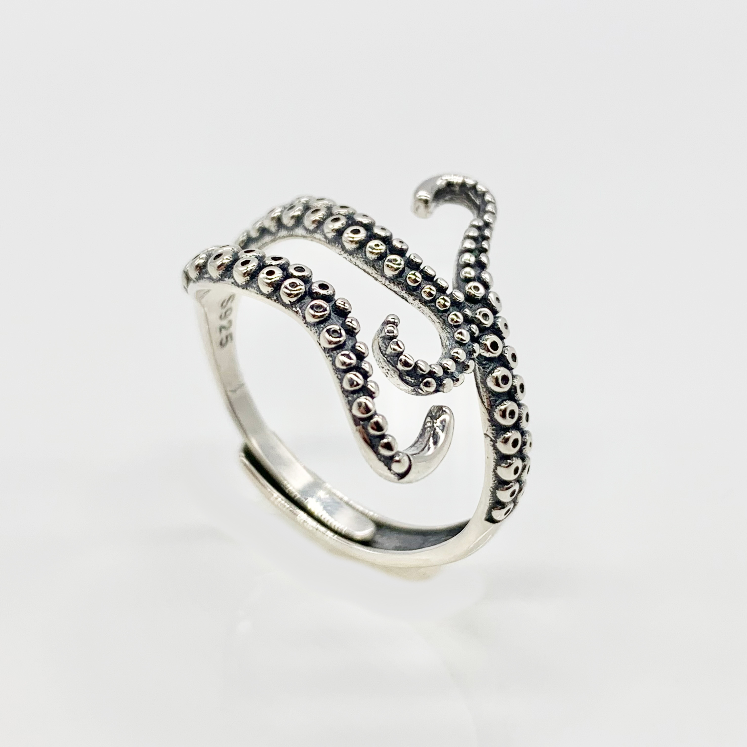 Vintage Japanese Octopus Tentacle Adjustable Ring-Premium Real Sterling Silver S925