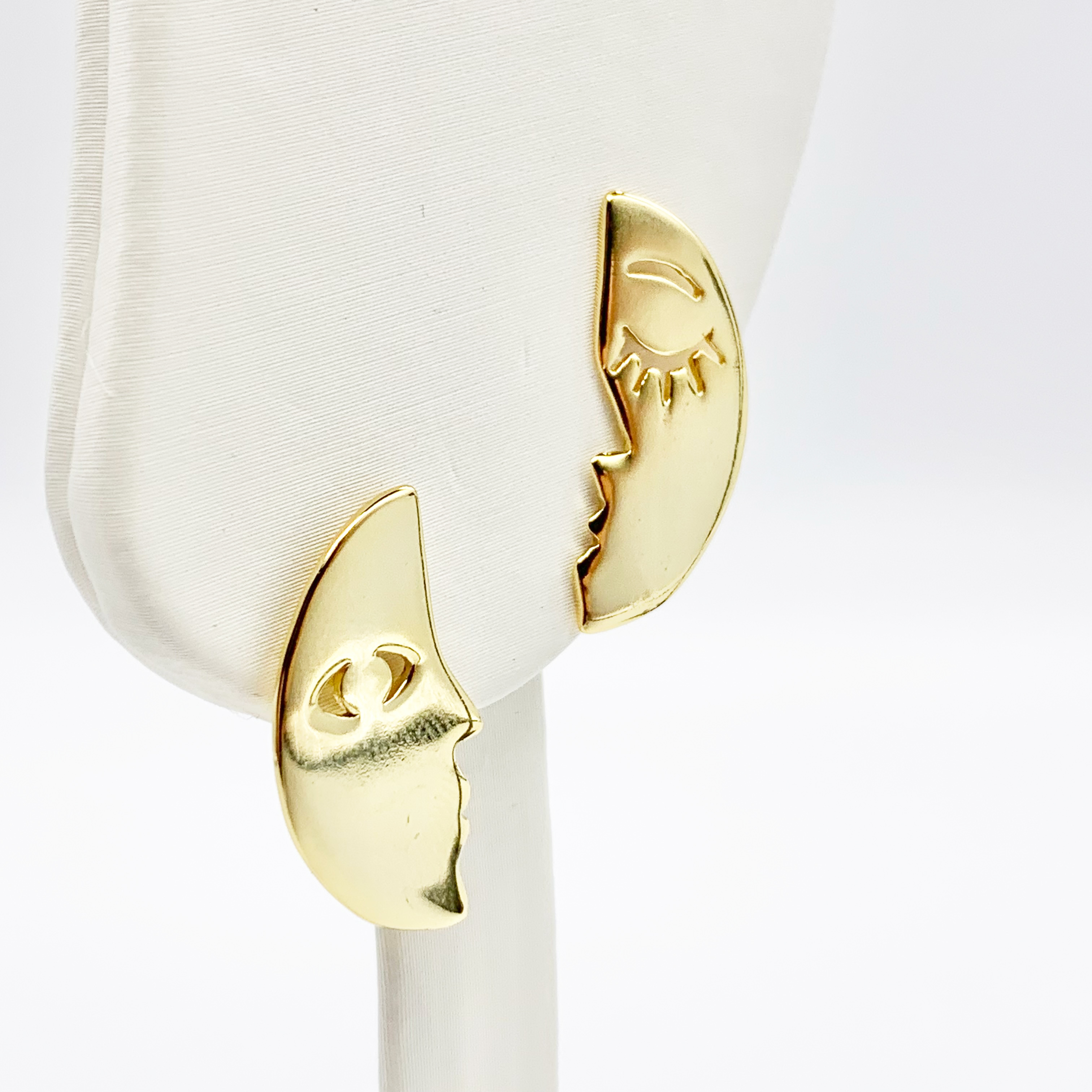 Gold Moon Earrings-Premium Real S925 Silver