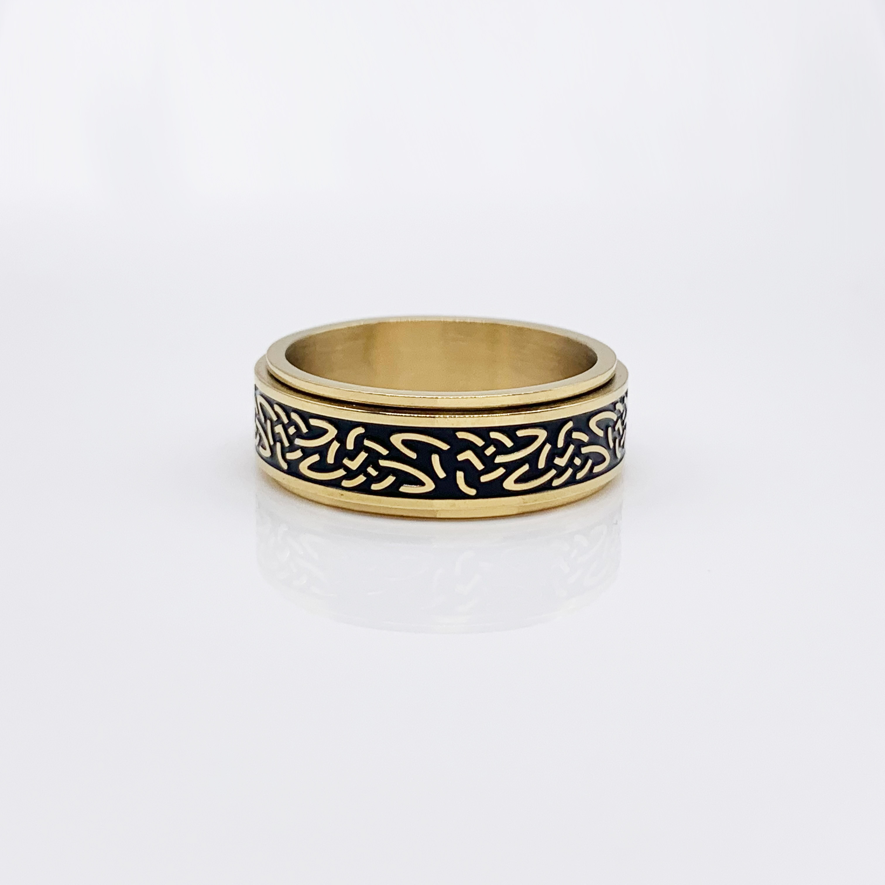 Stylish Stainless Steel Gold, Silver, and Black Fidget Rings