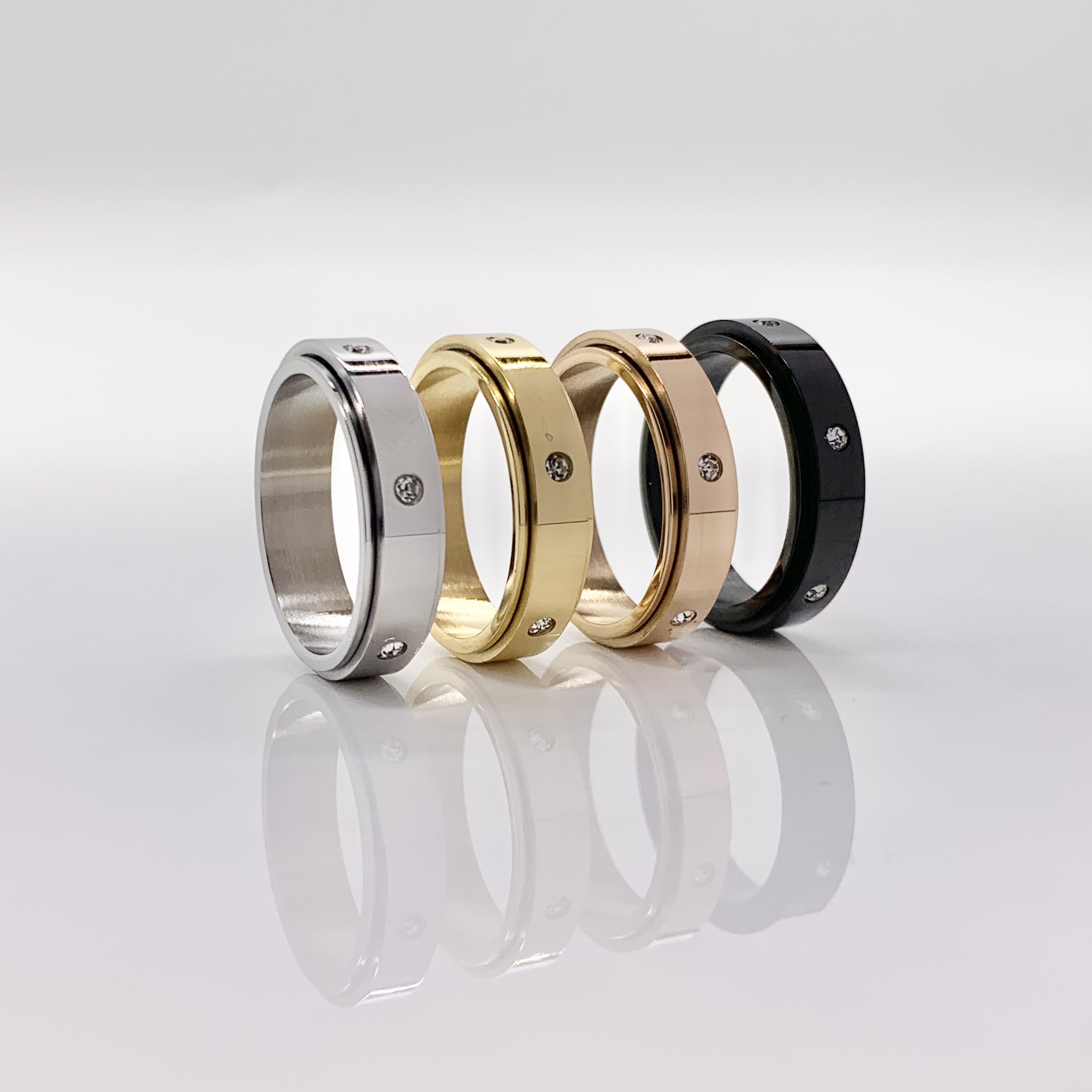 Elegant Titanium steel Spinner Fidget Ring 