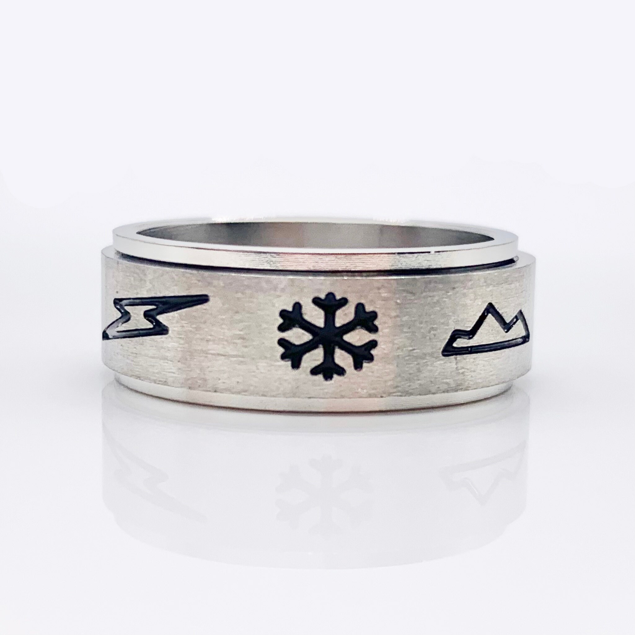 Lightening Rain, snow, clouds and sun Spinner Ring