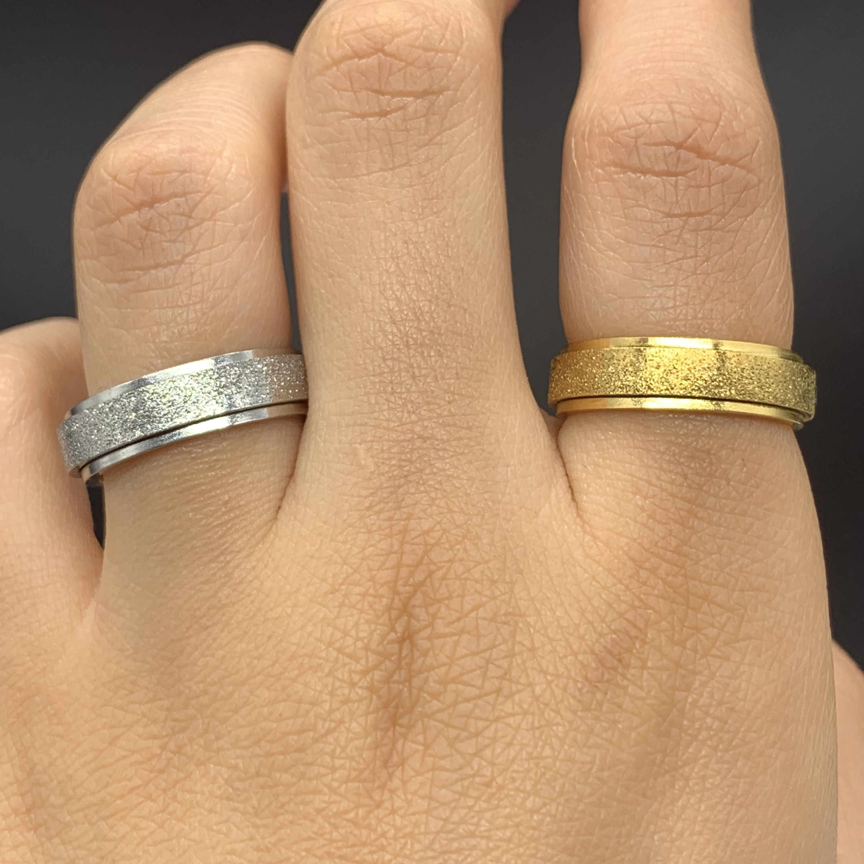 Sand Finish Titanium Steel Spinner Fidget Ring