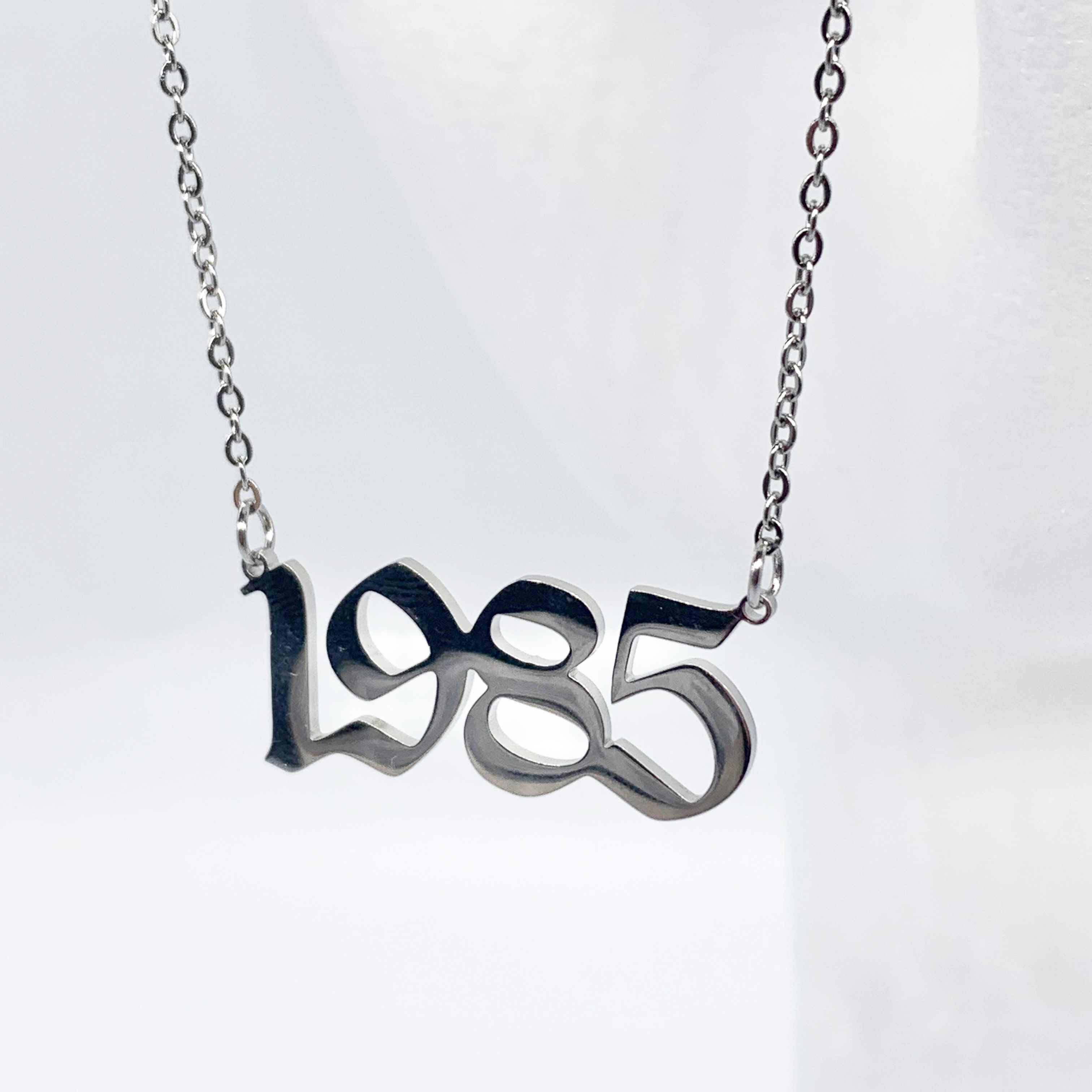 Year Of Birth -Old English Date-Stainless steel Necklace