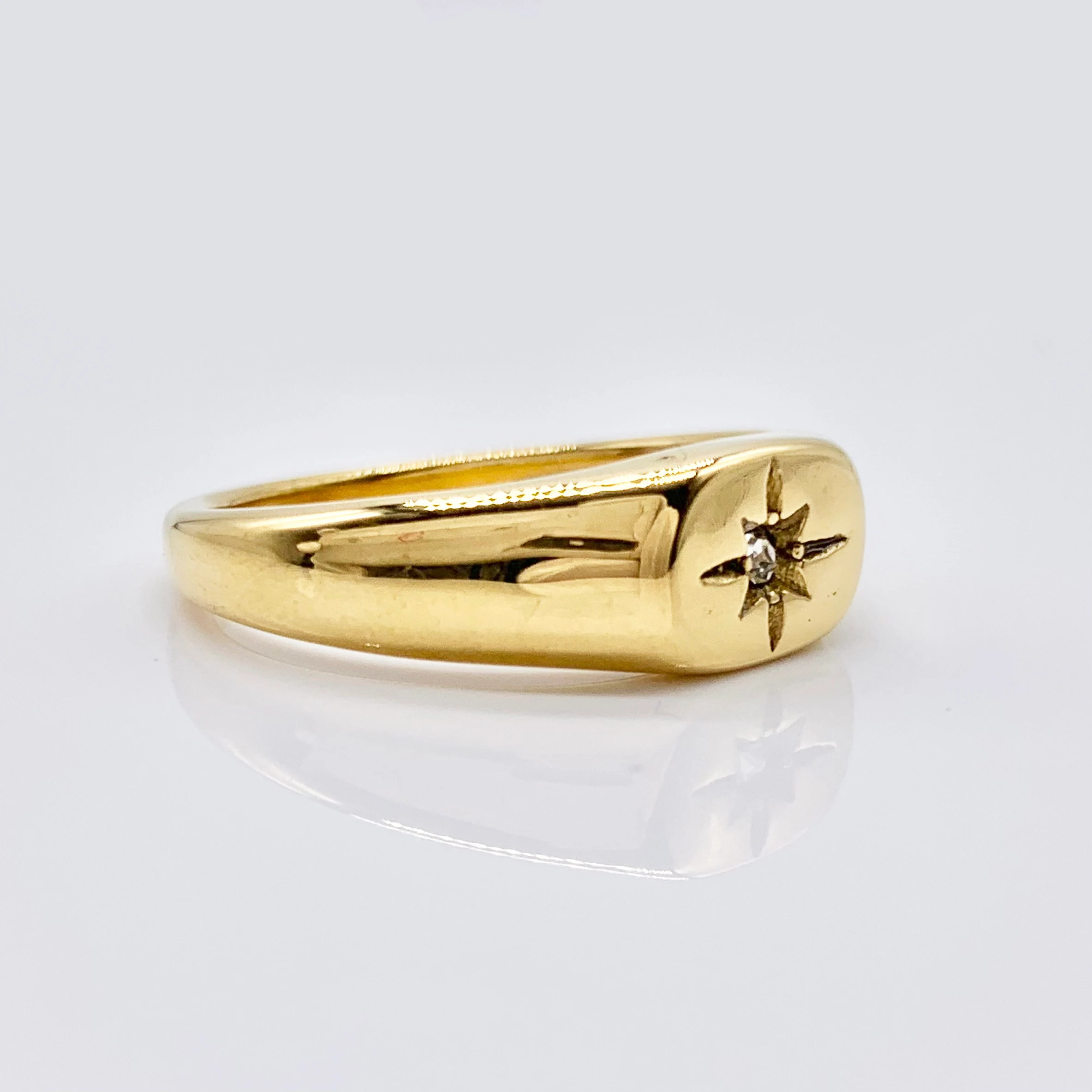 Star Gold or Silver Signet Ring,  Men's and Women's Pinky Ring