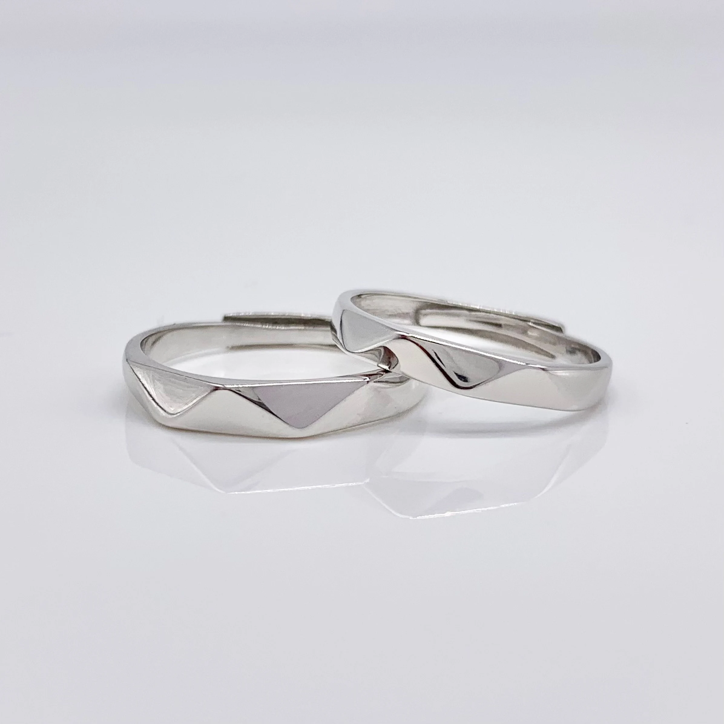 Set of 2 Adjustable Couple Rings -Premium Real Silver S925