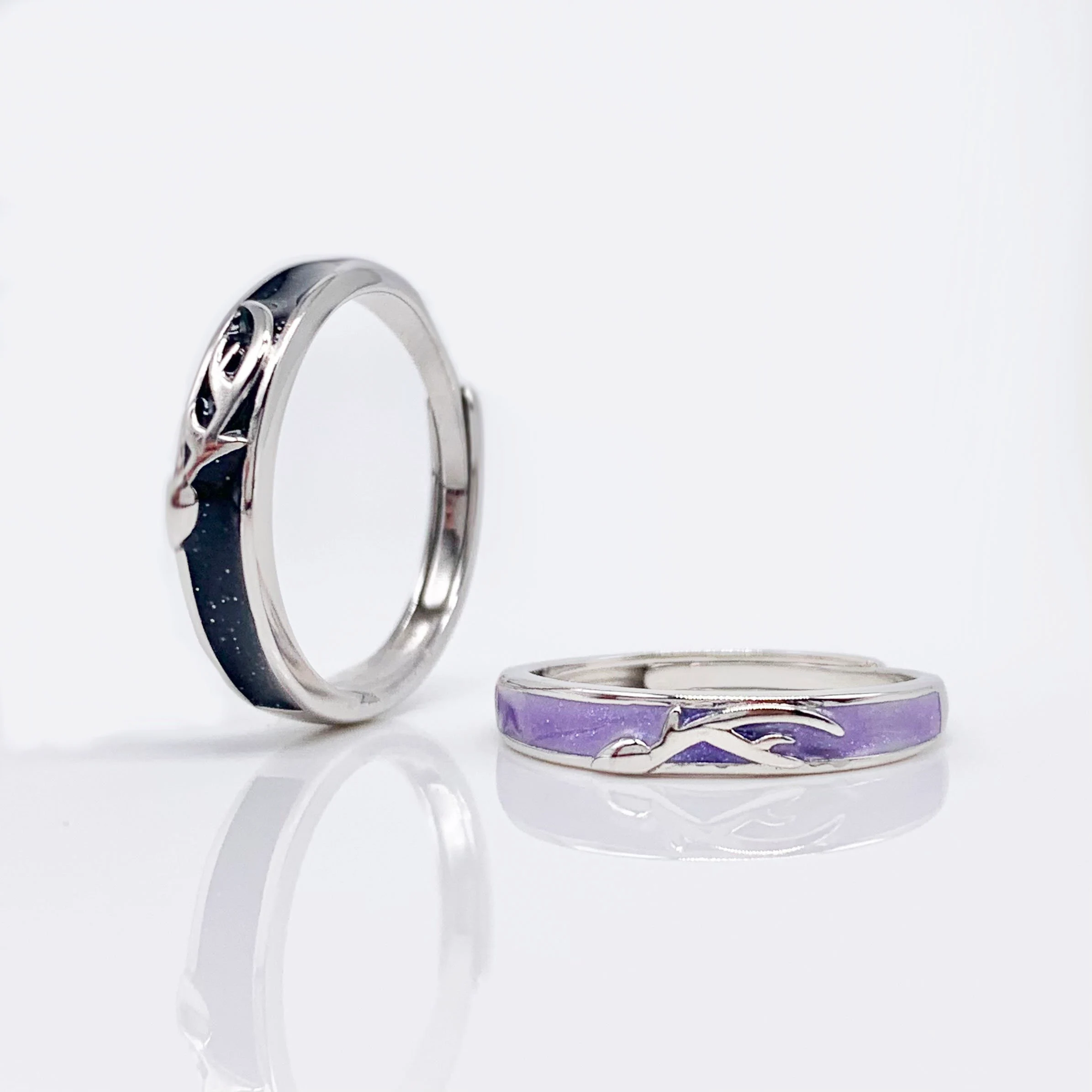 Deer Adjustable Couple Rings Set 100% Real Silver S925 