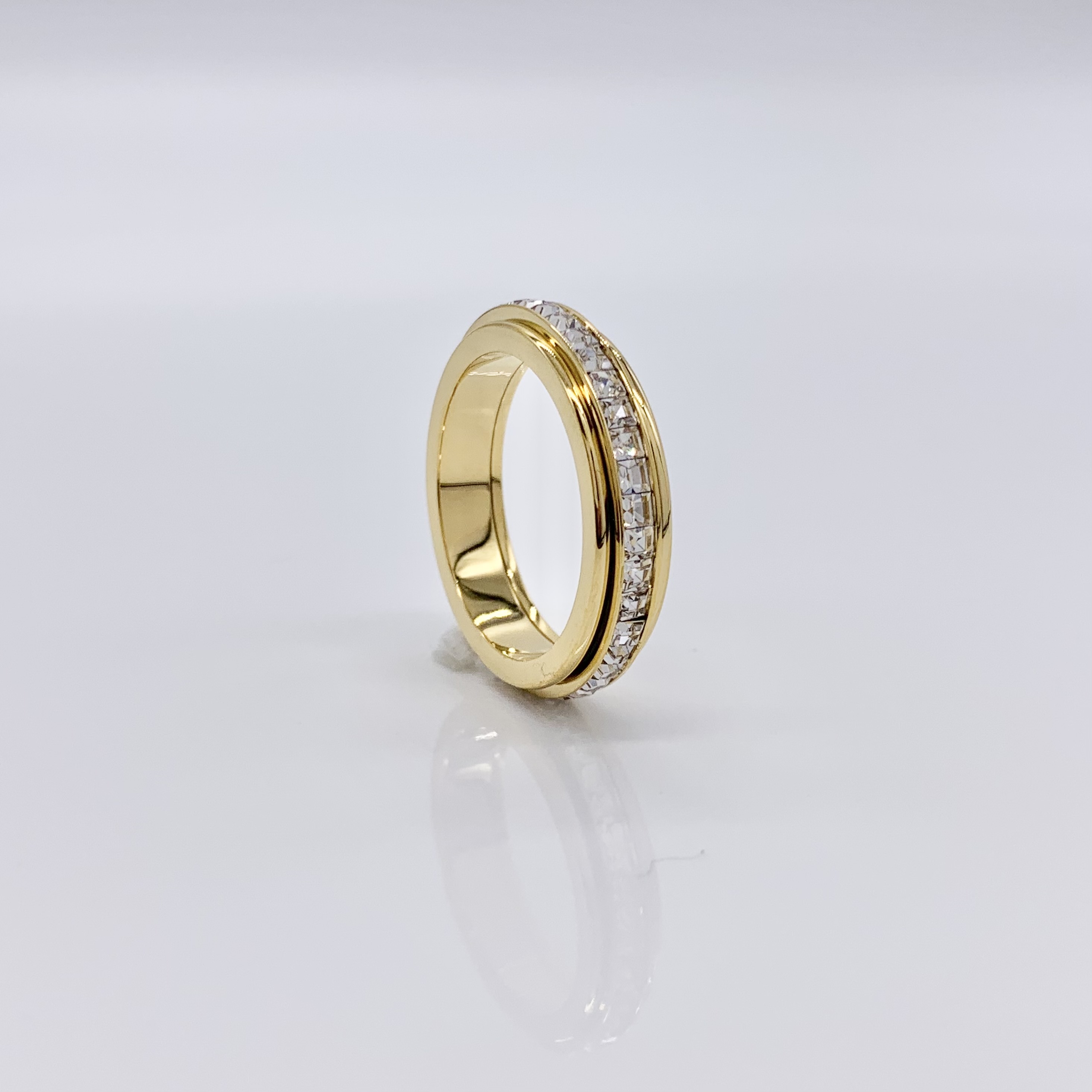 Sparkling Titanium Steel Spinner Fidget Ring 