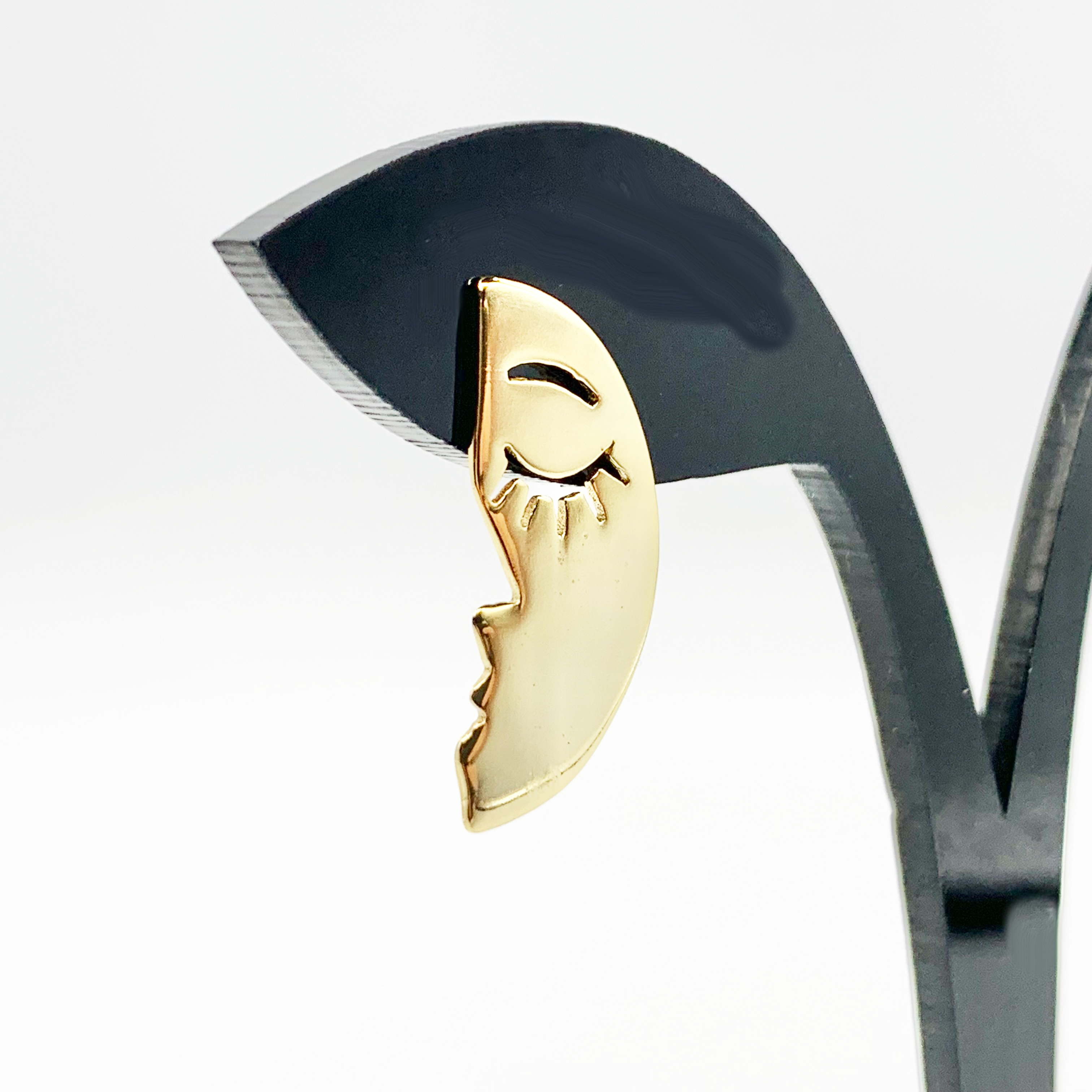 Gold Moon Earrings-Premium Real S925 Silver