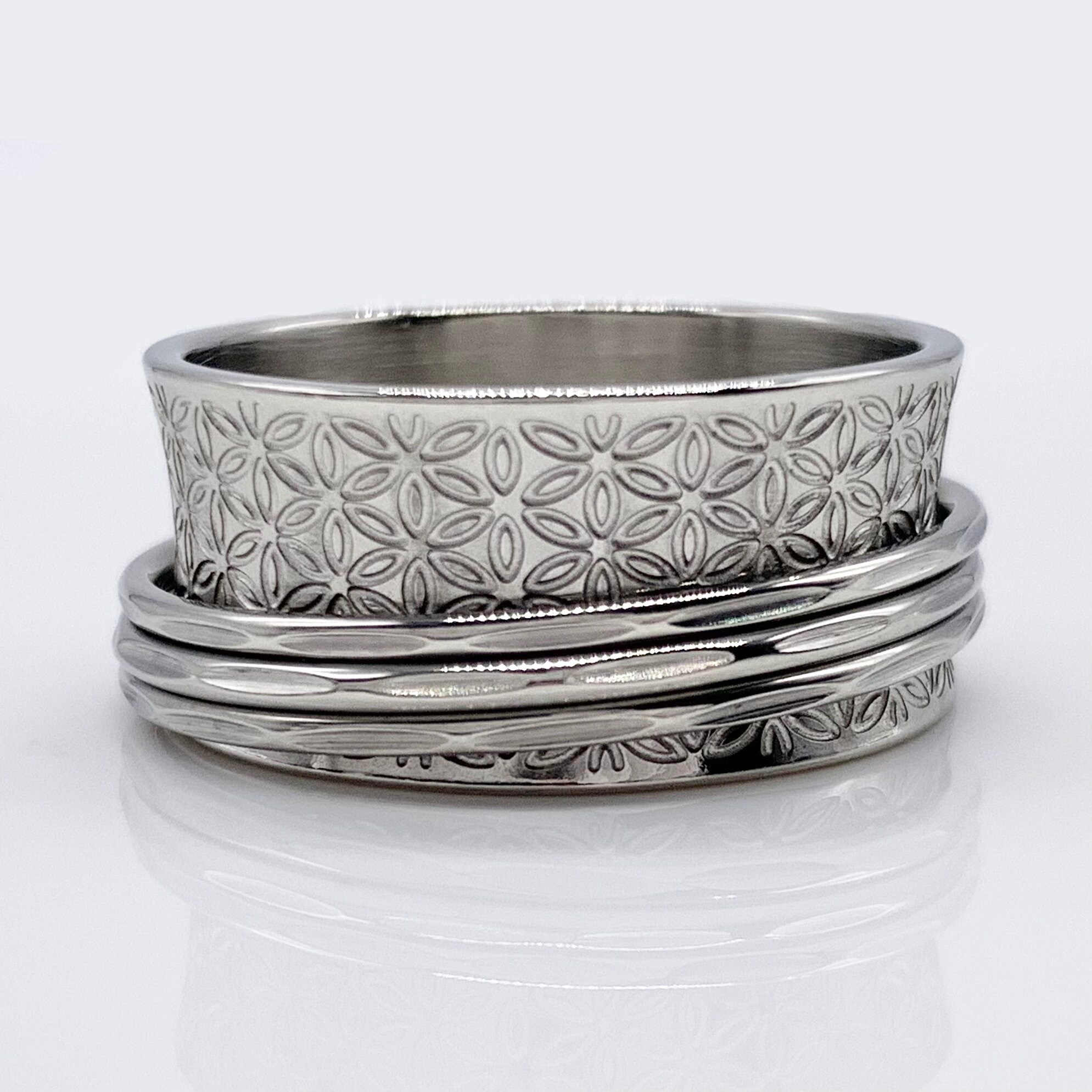 Wide Spinner Fidget Stainless Steel Ring
