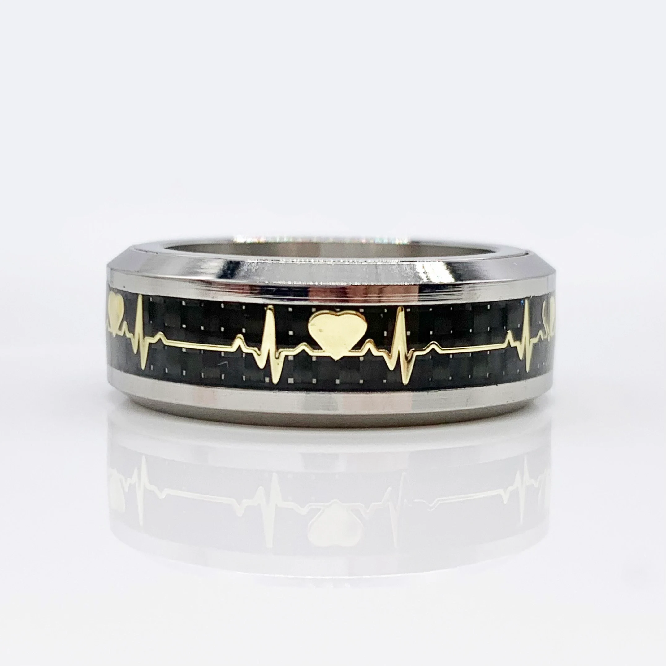 Spinner Ring with Carbon Fiber Art