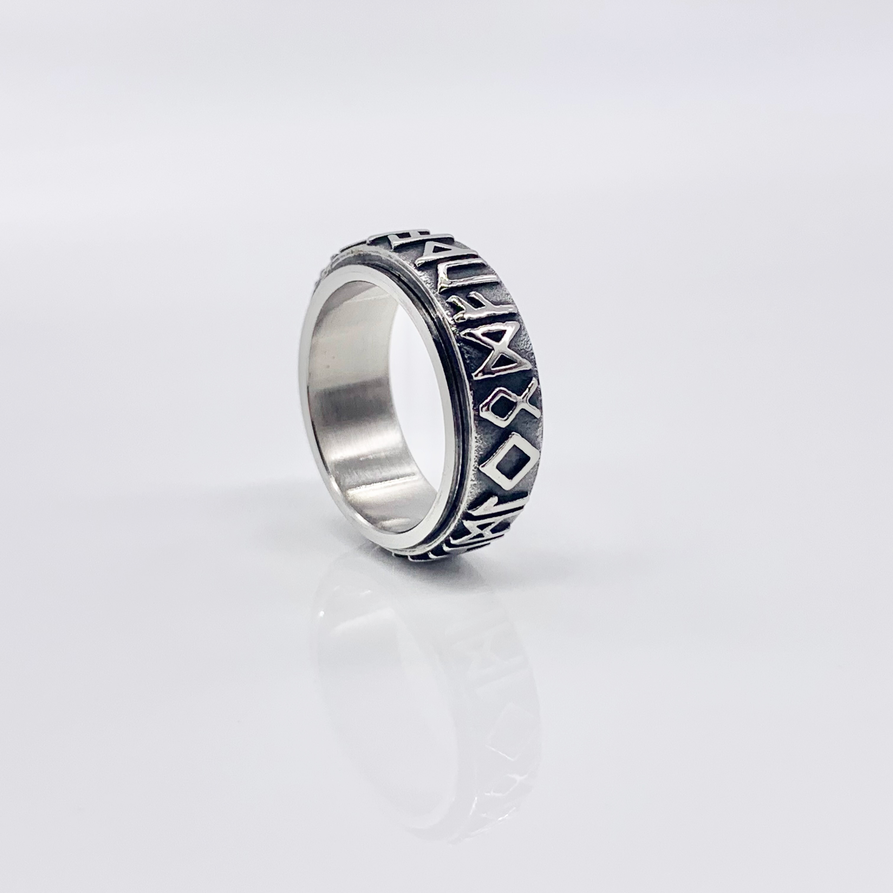 Elder Futhark , Runic Alphabet ,Vikings Spinner Black/Gold/Silver Fidget Rings