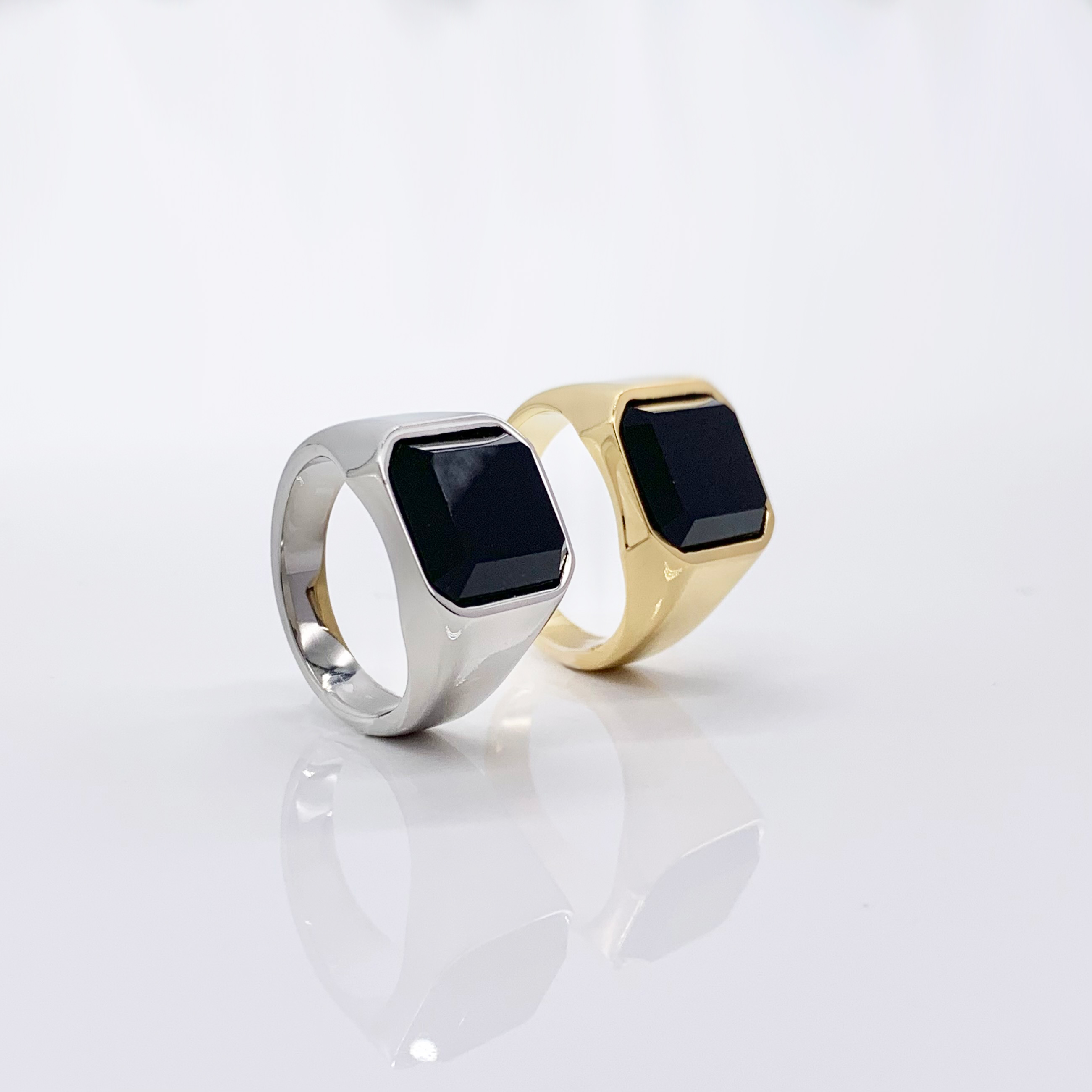 Square Mirror Polished Stainless Steel Silver/Gold Pinky Ring