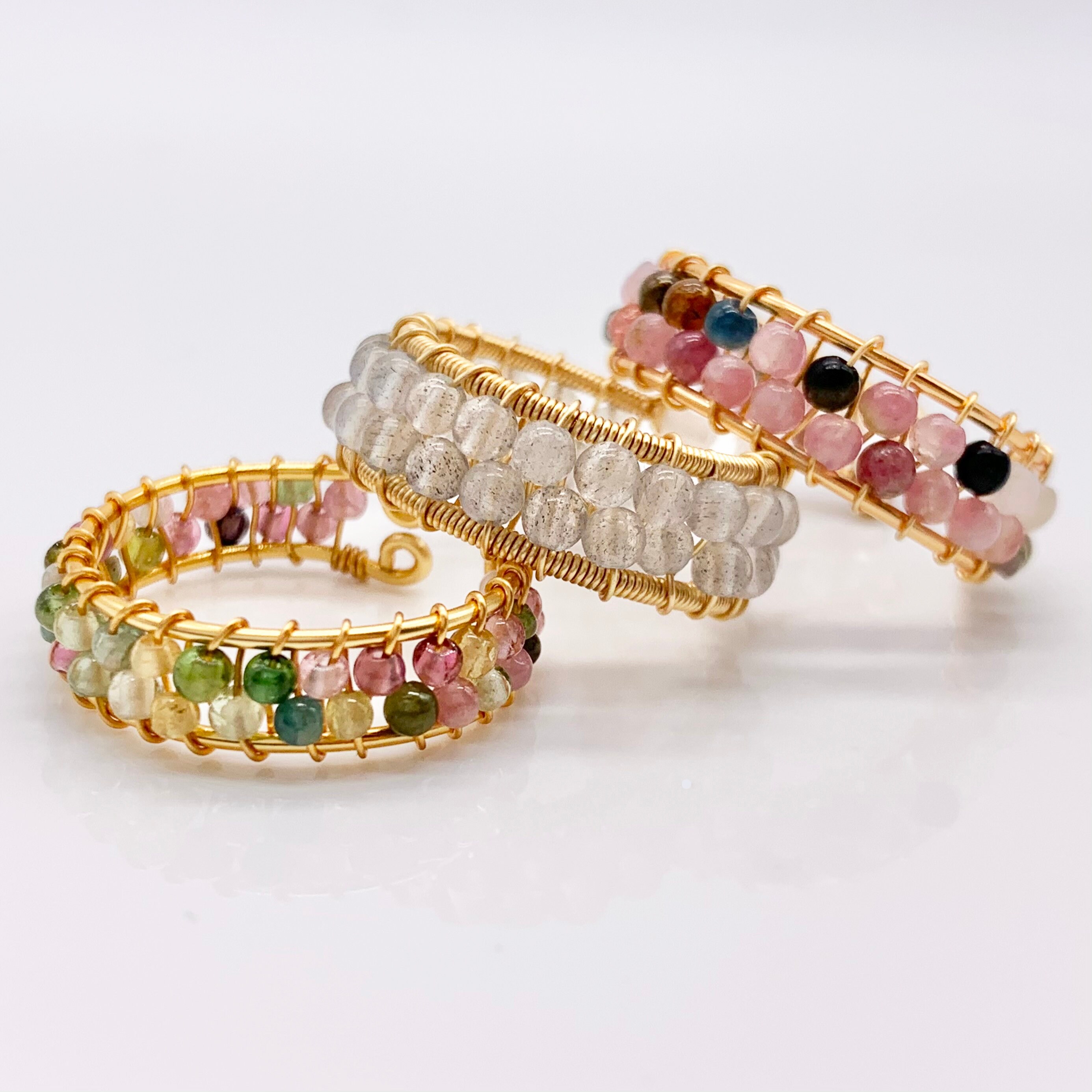 Dainty Beaded Copper Spinner Fidget Ring