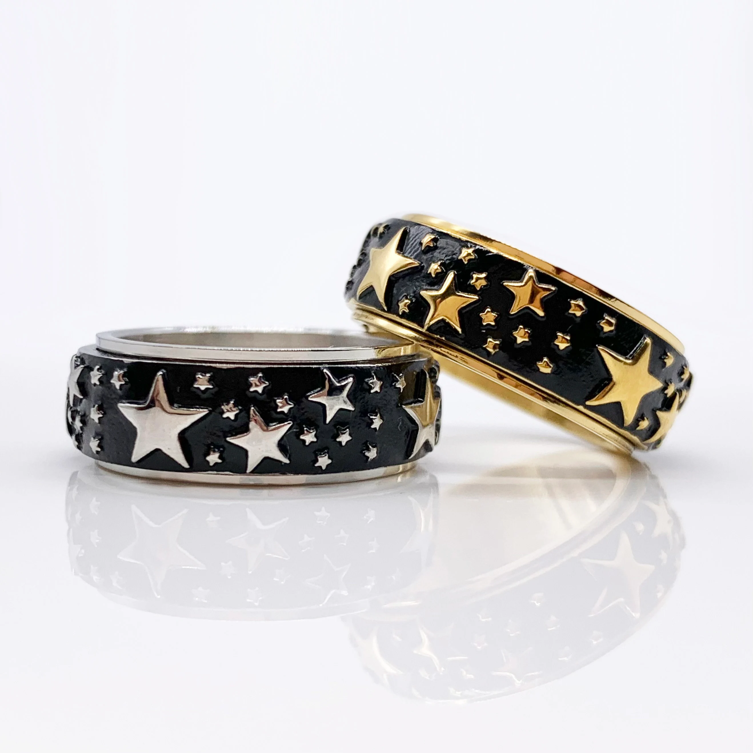 Spinner Fidget Ring featuring 3D Stars