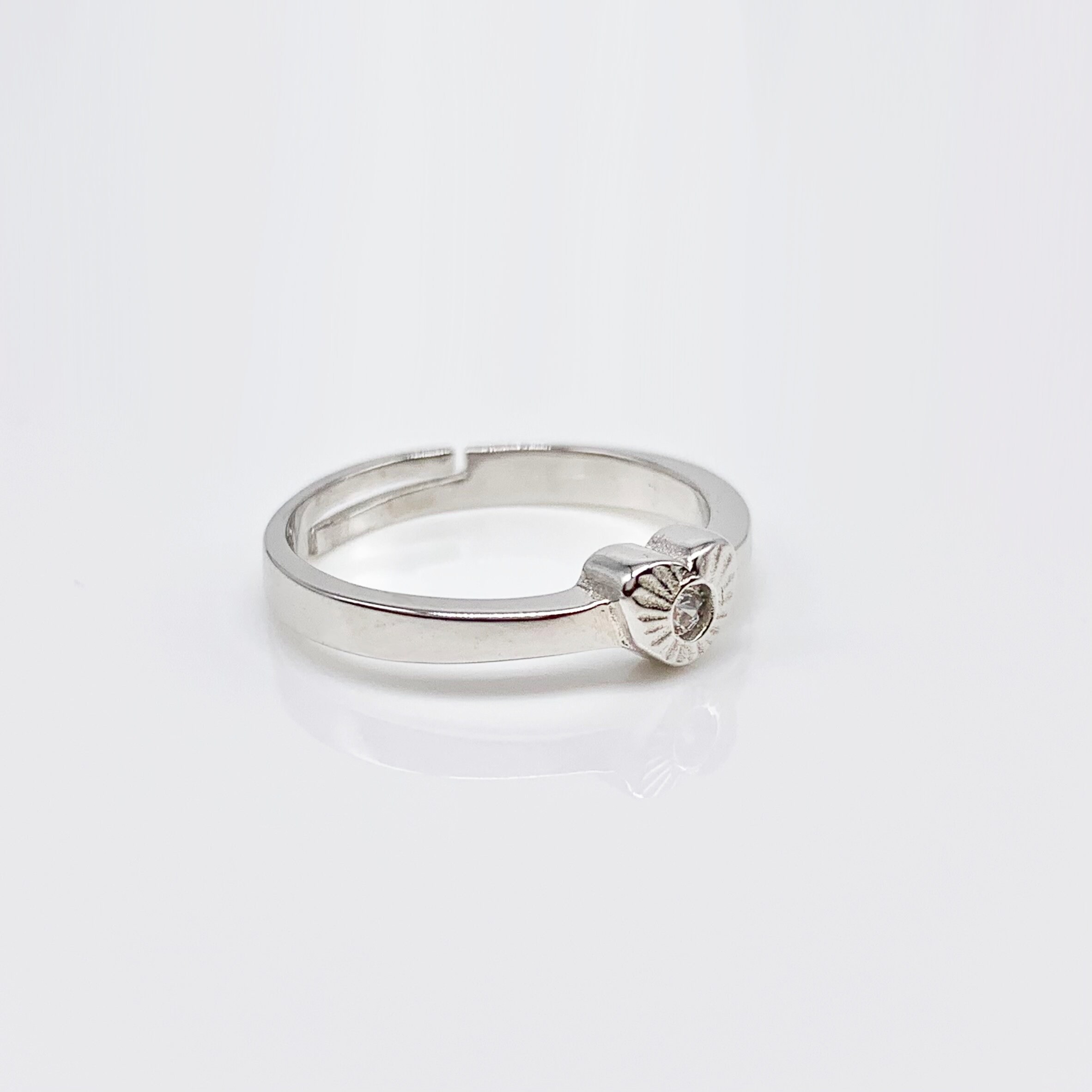 Heart to heart Adjustable Set of 2 Couple Rings - Real S925 Silver