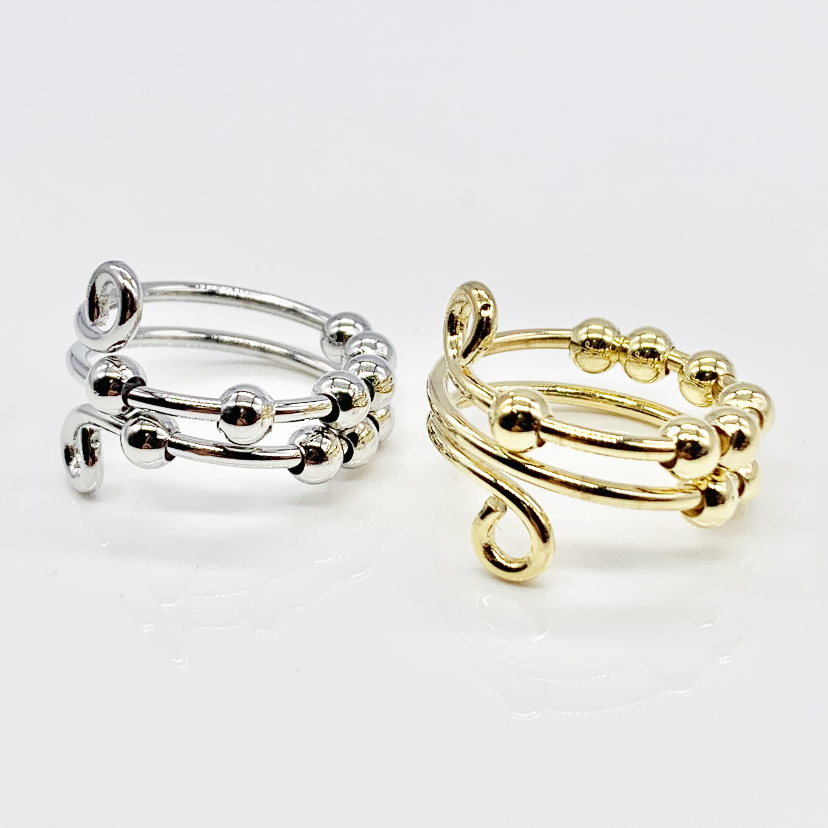 Dainty Fidget Silver/Gold Spinner Ring 