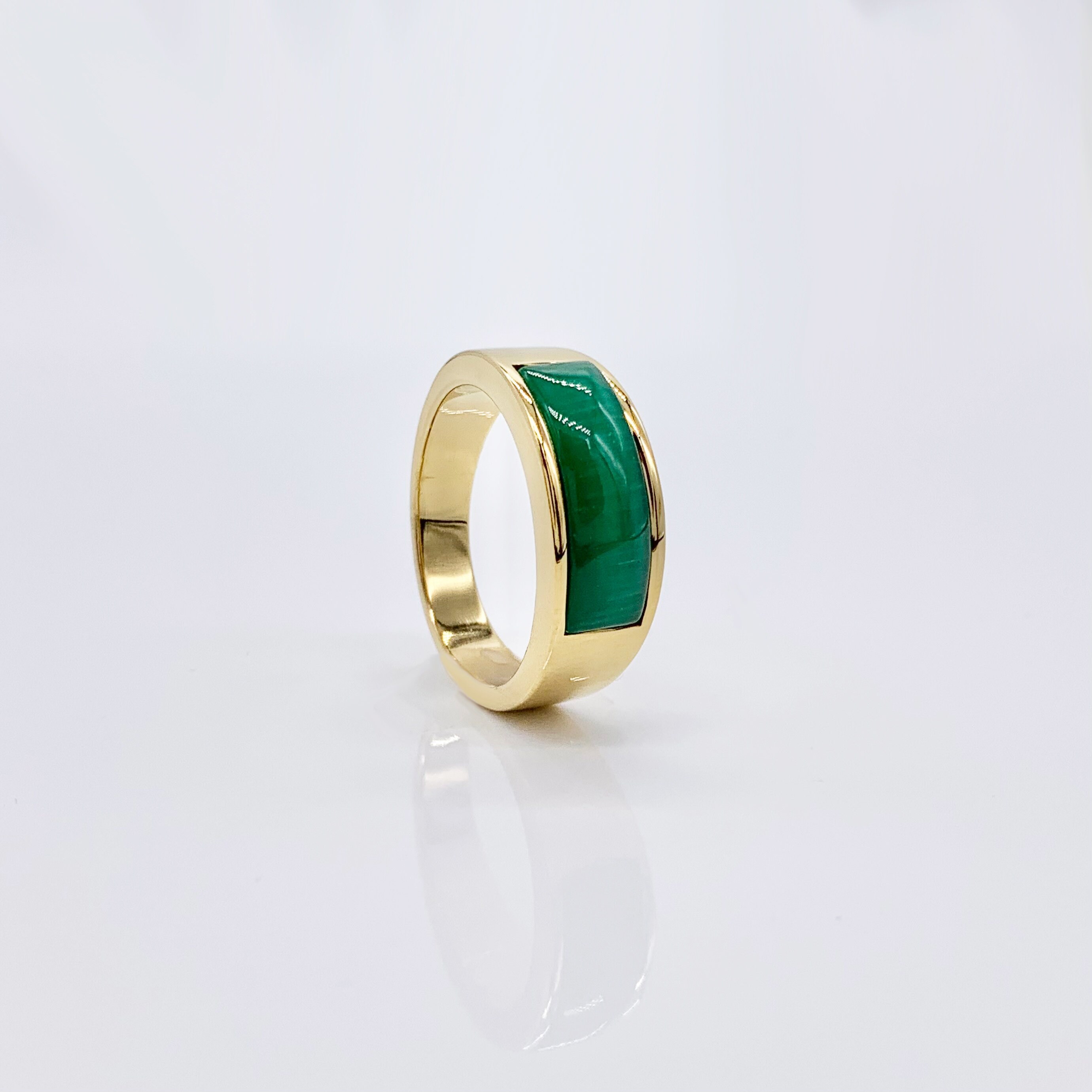 Emerald Green Opal Statement Gemstone Ring in Silver & Gold