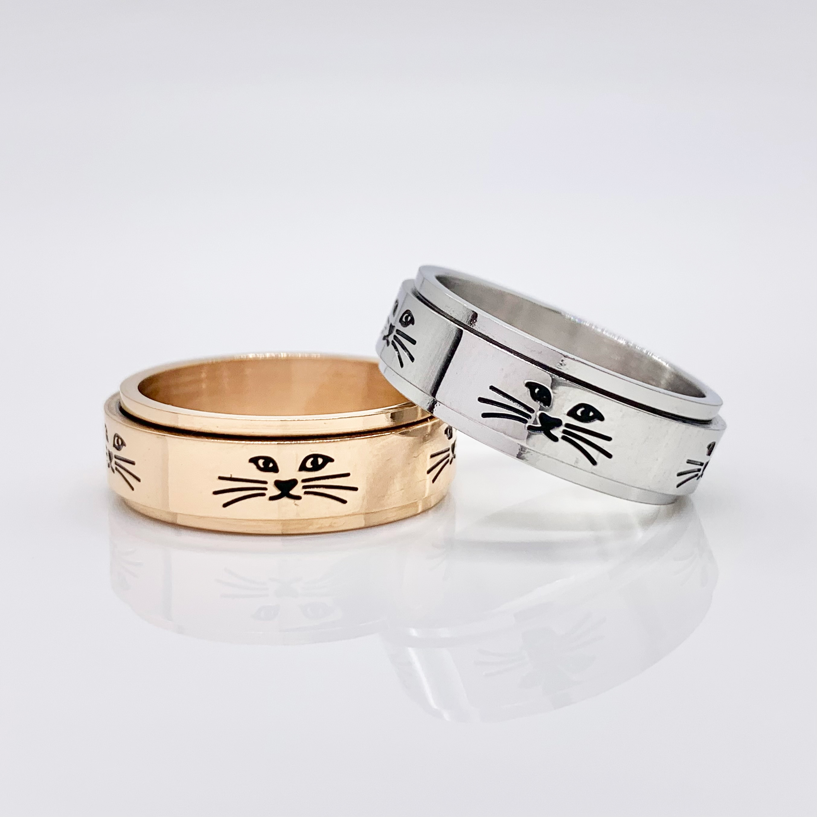 Cat Stainless Steel Spinner fidget Ring For Cats Lovers