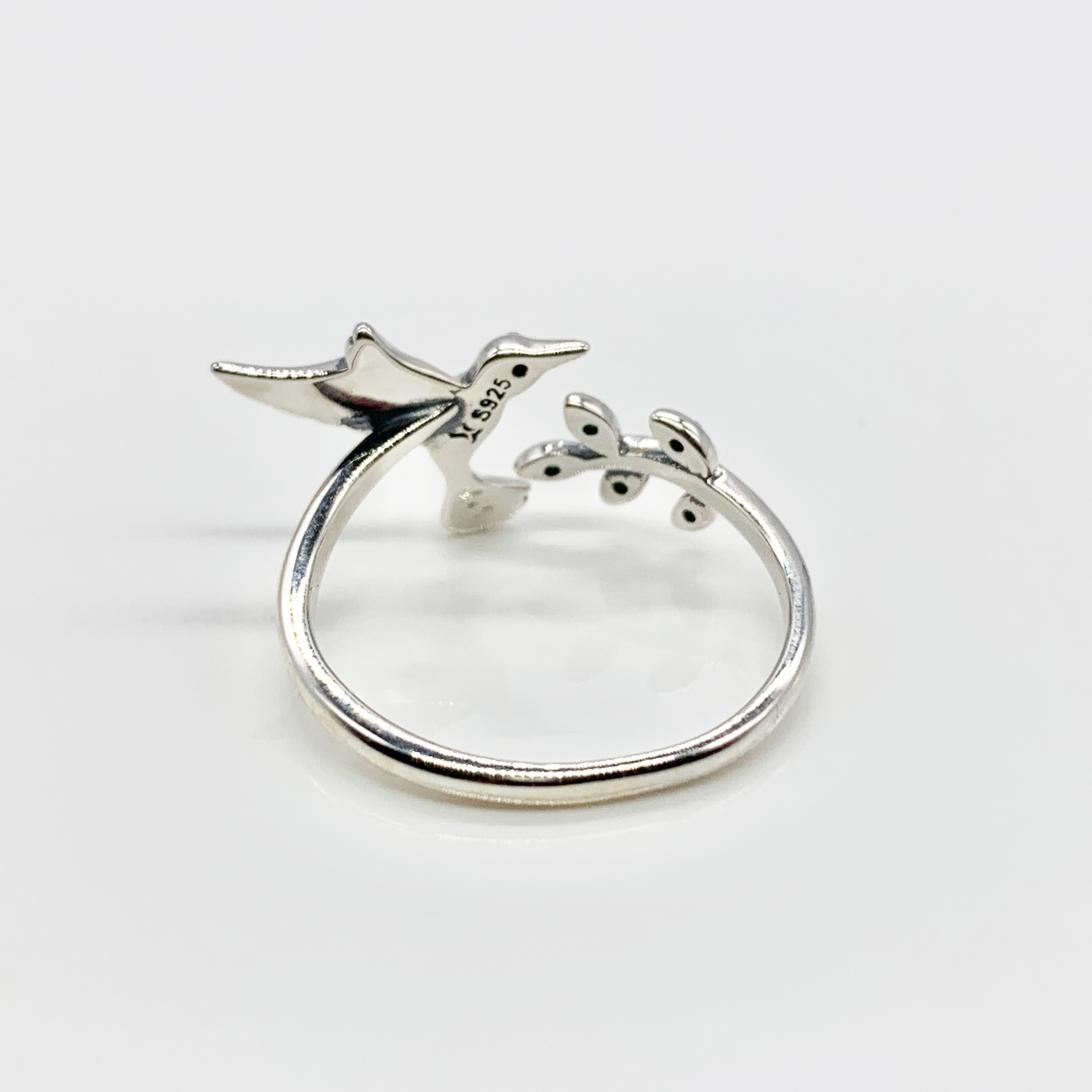 Hummingbird leaves adjustable Ring-Premium Real S925 Sterling Silver