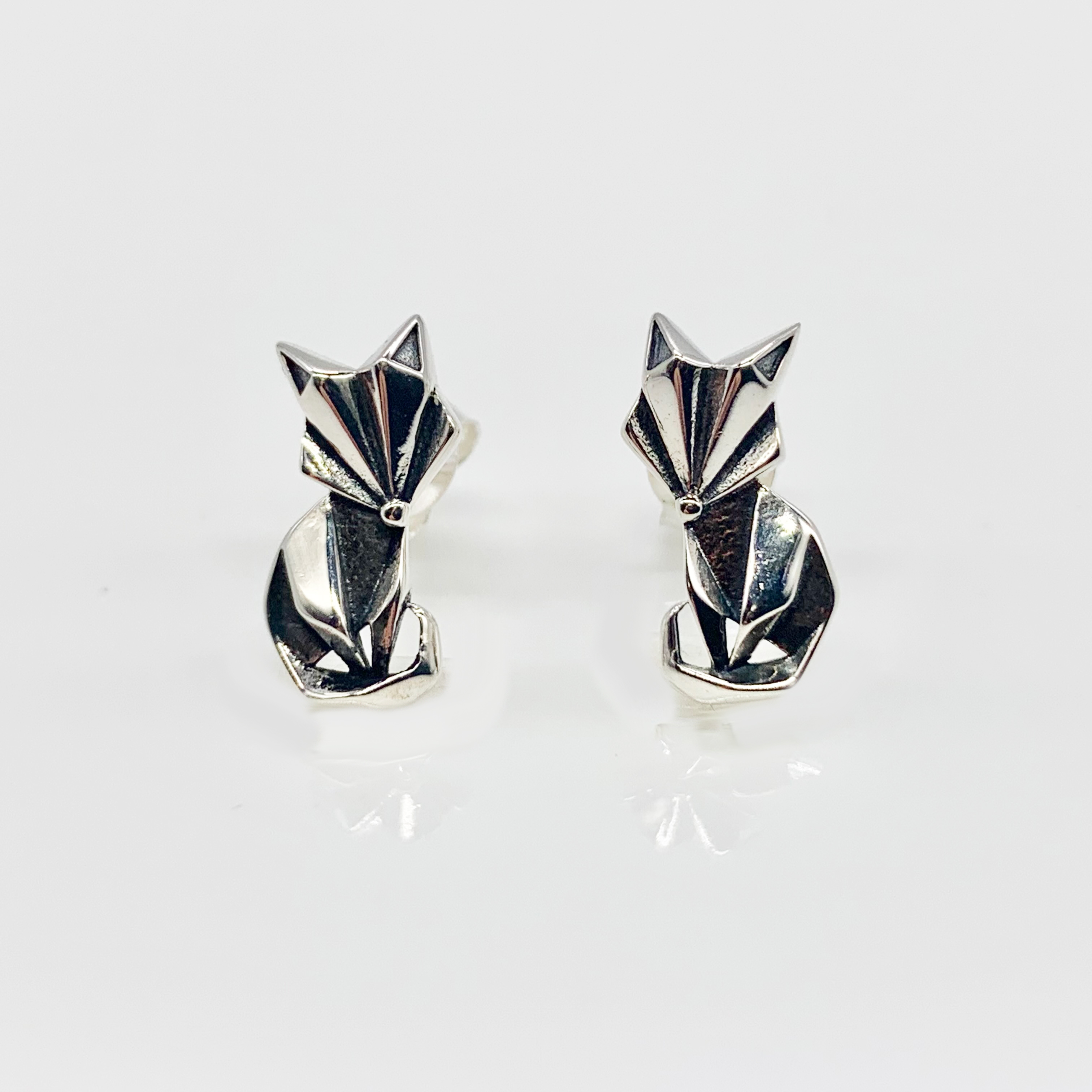 Origami Fox Earrings - Premium Real S925 Sterling Silver