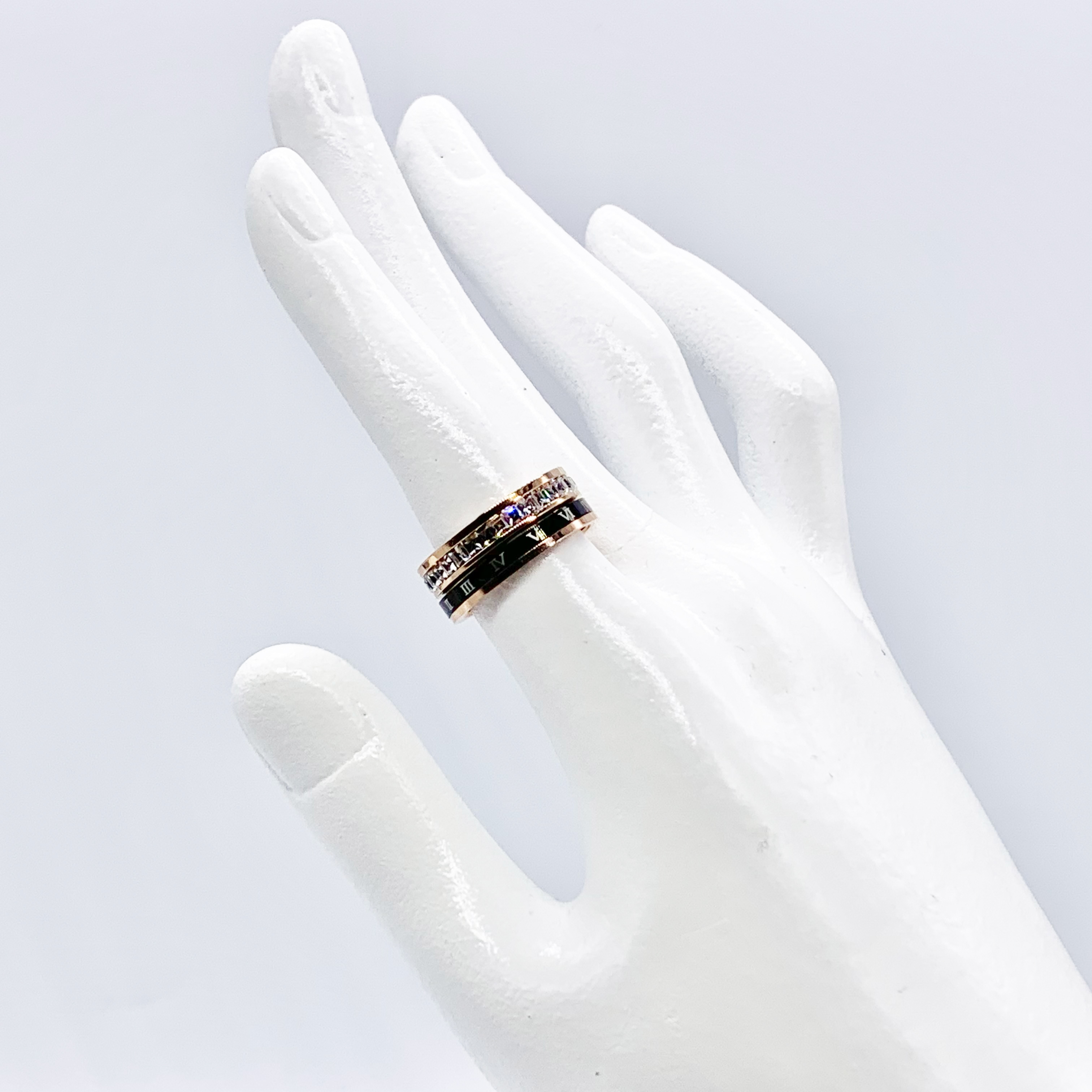 Roman Numeric Titanium steel Spinner Fidget Ring