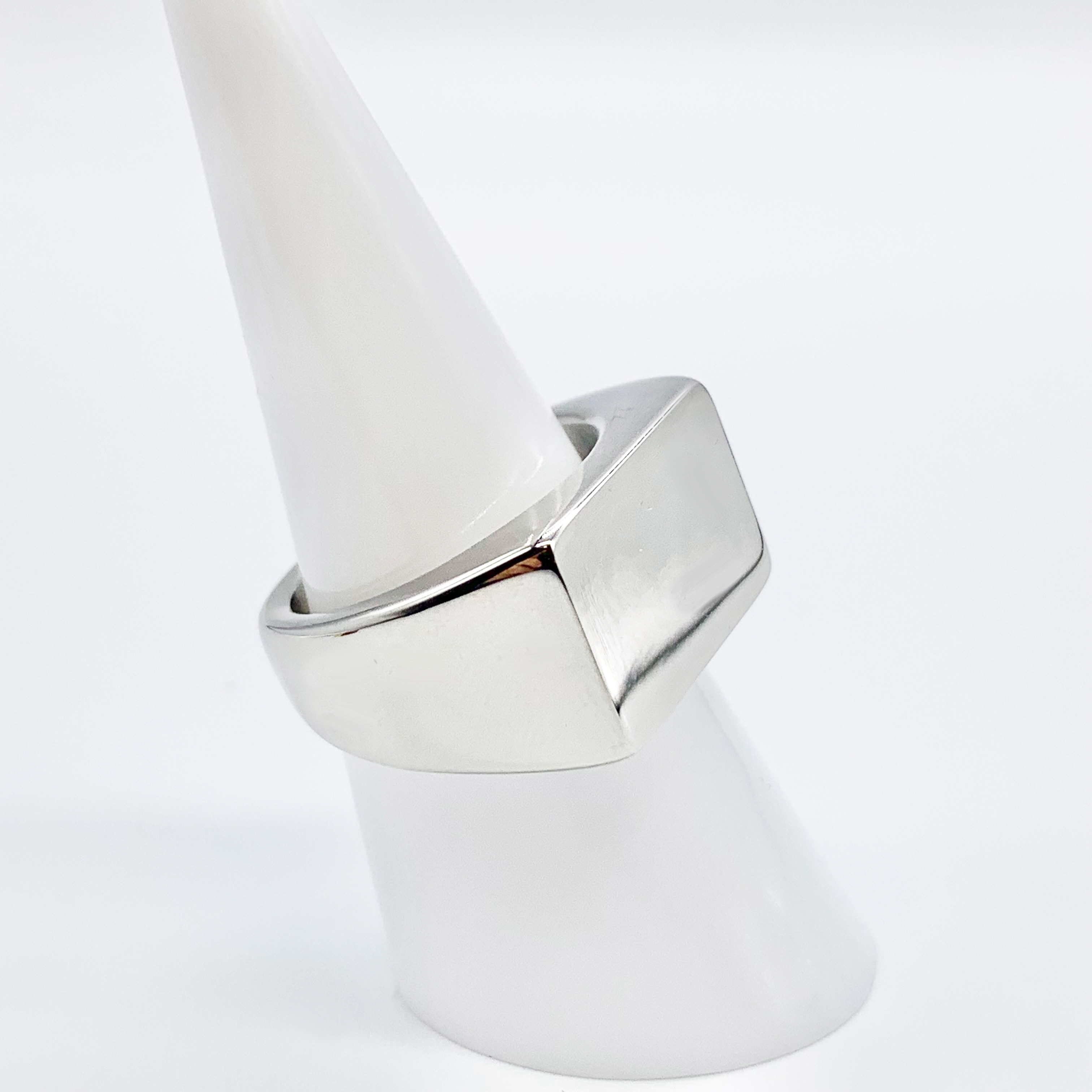 Rectangle signet Gold/Black/Silver Polished Mirror Finish Pinky Ring