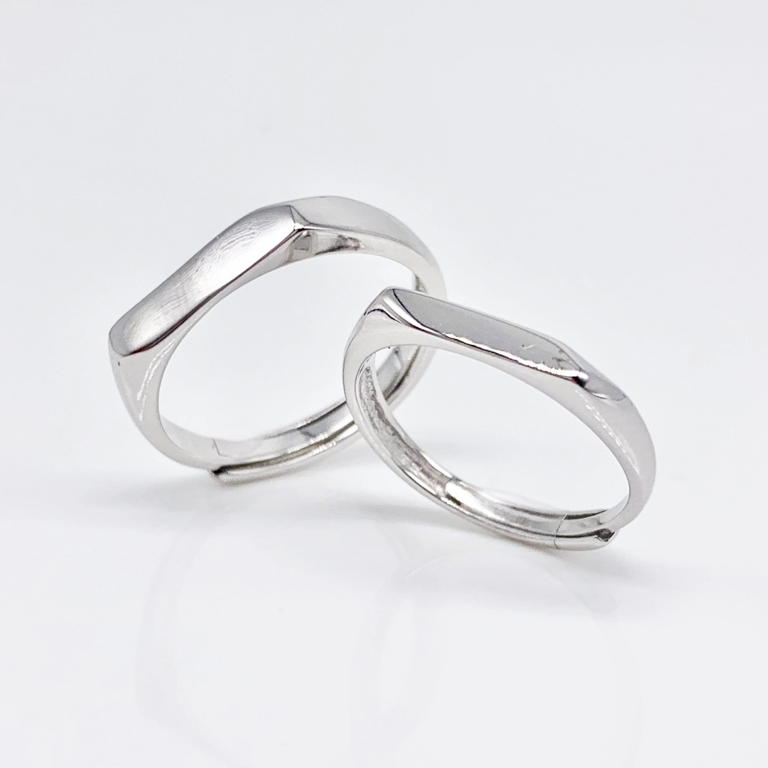 Simple Adjustable Couple Rings Set 100% Real Silver S925