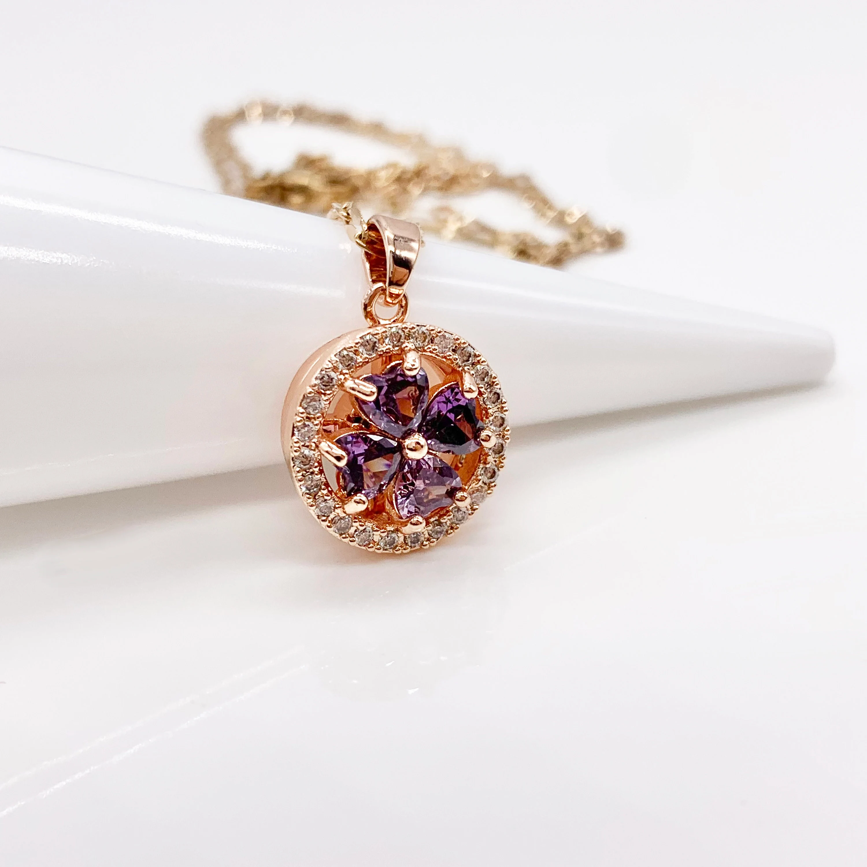 Flower Crystal Spin Jewelry Set Necklace, Earring and Ring Fidget Spinner