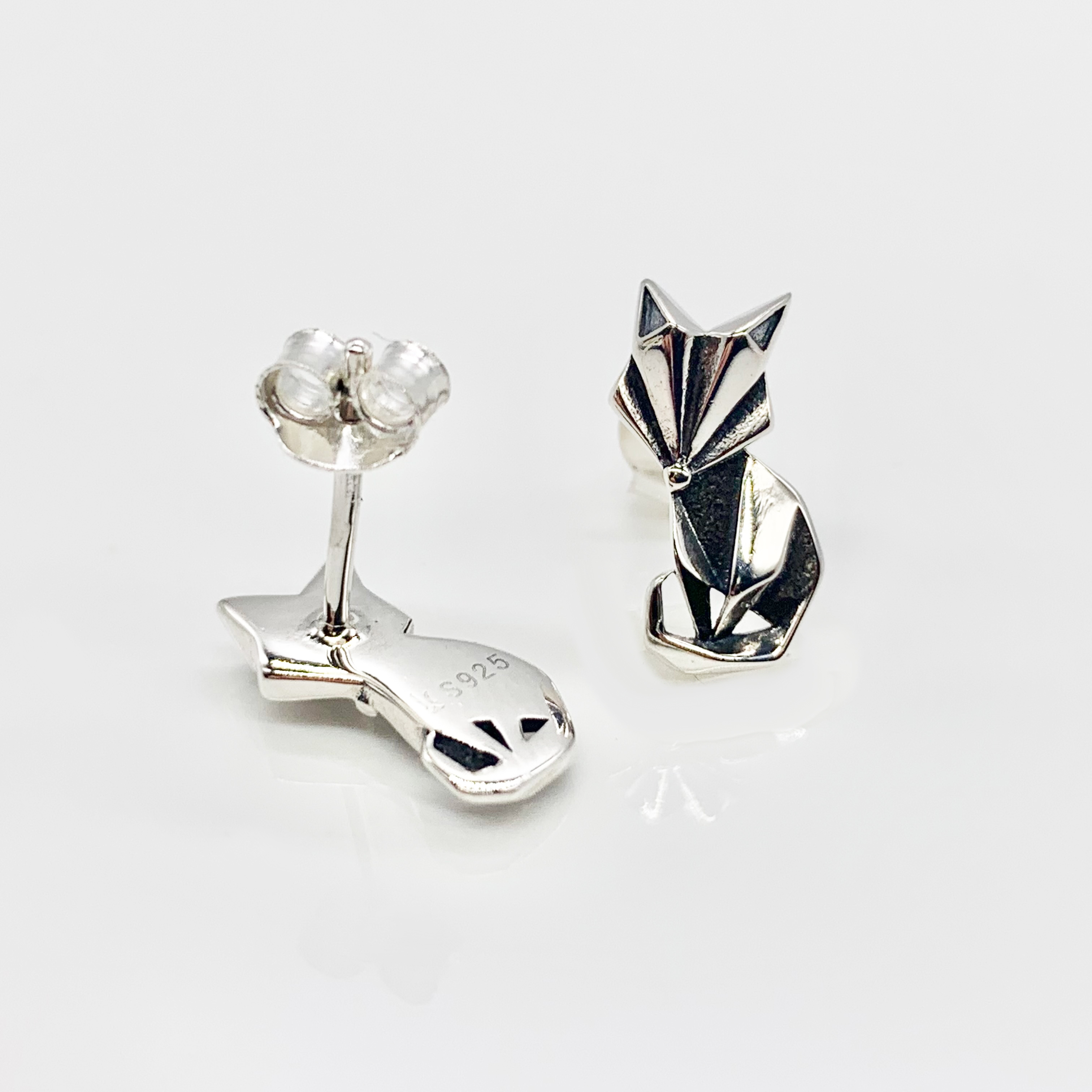 Origami Fox Earrings - Premium Real S925 Sterling Silver