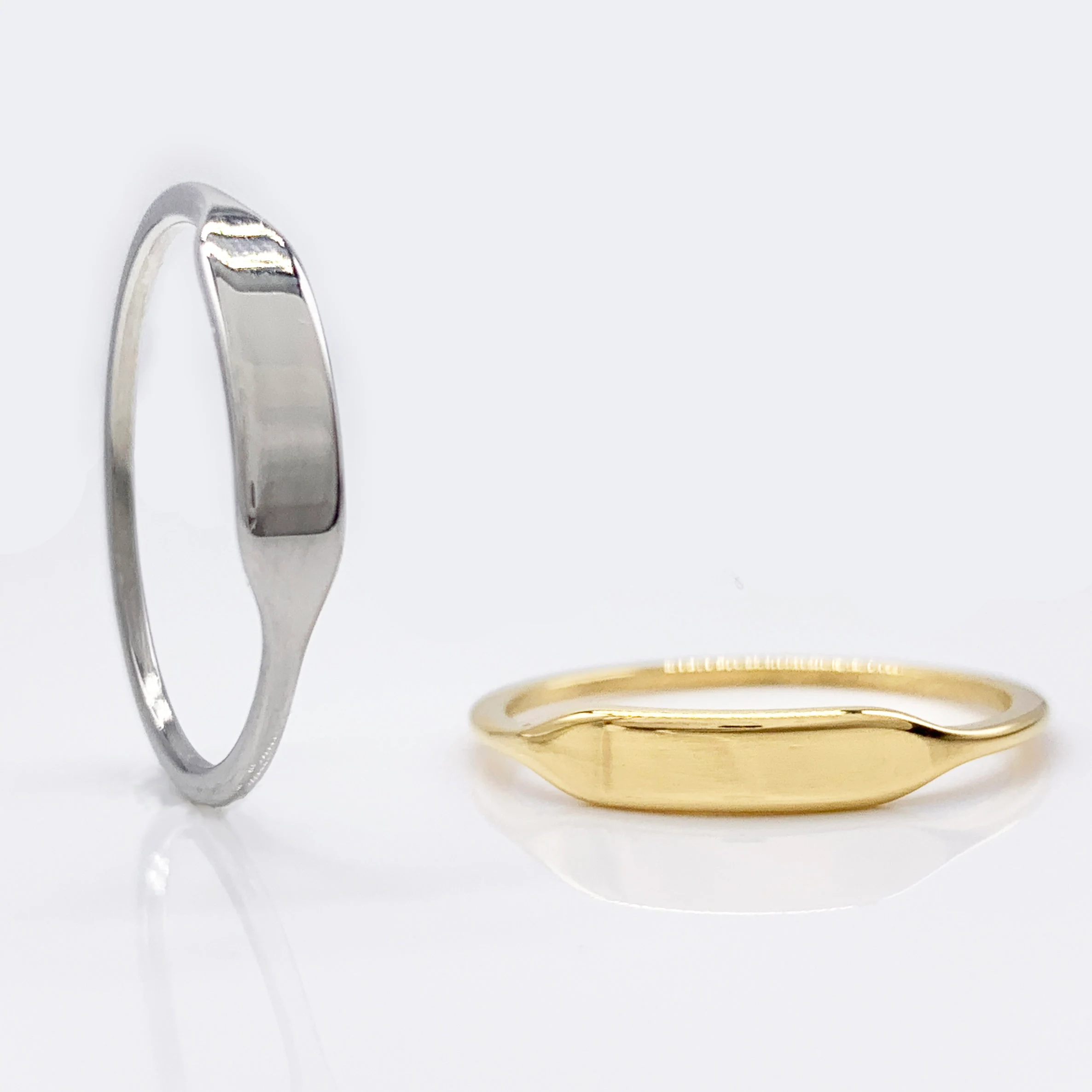 Geometric polished mirror finish minimalist Silver/Gold Signet Ring