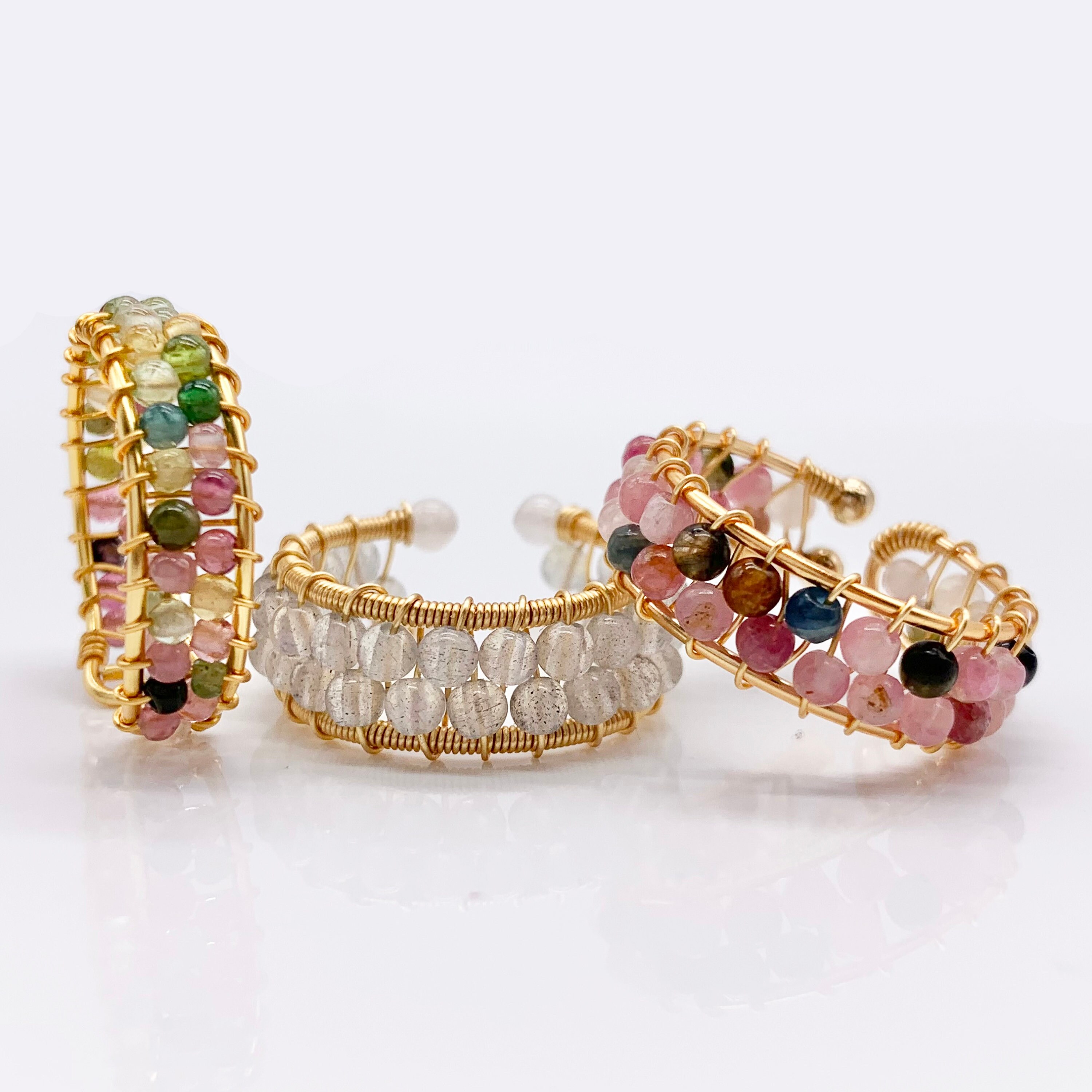  Dainty Beaded Copper Spinner Fidget Ring