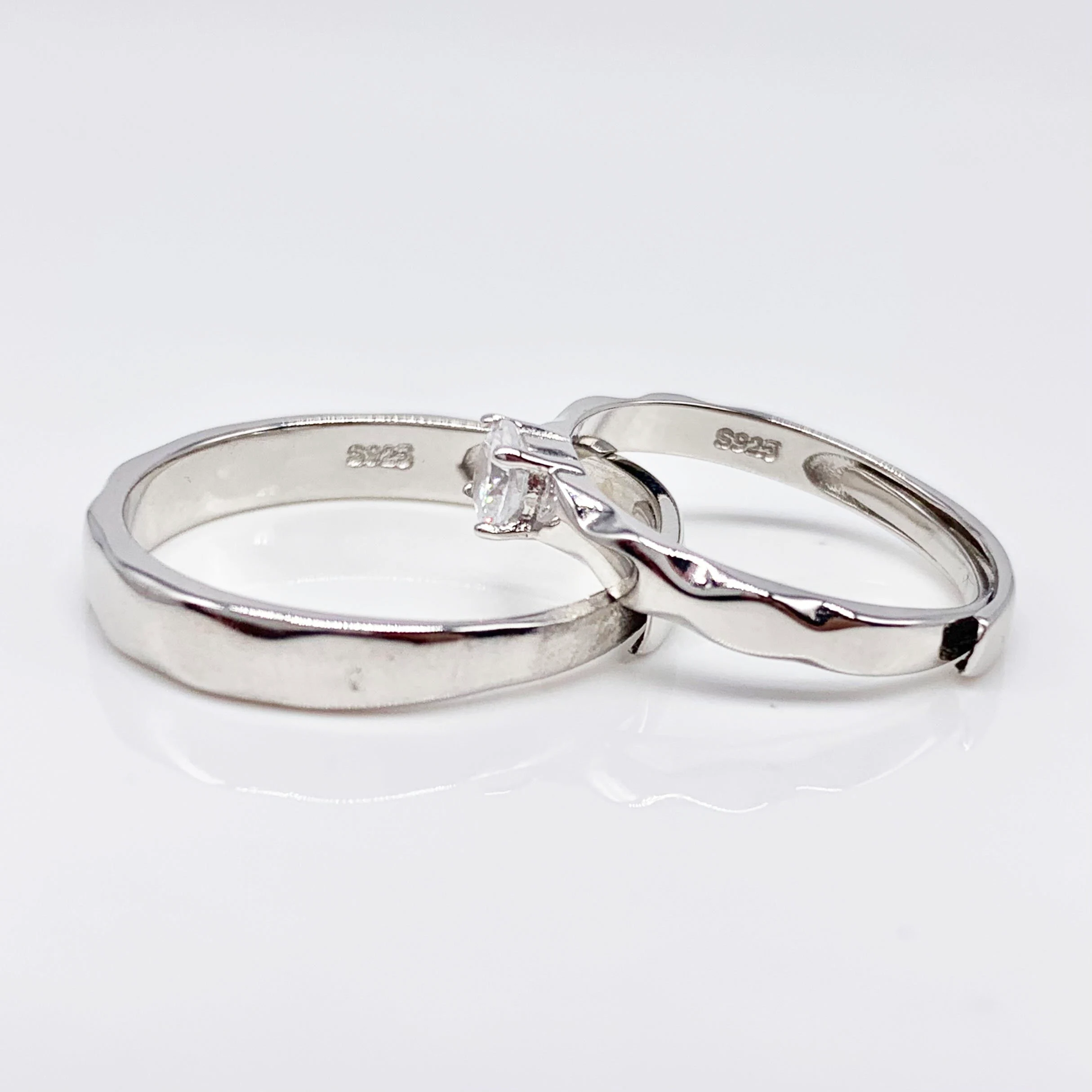 Set of 2 Adjustable Couple Rings -Premium Real Silver S925