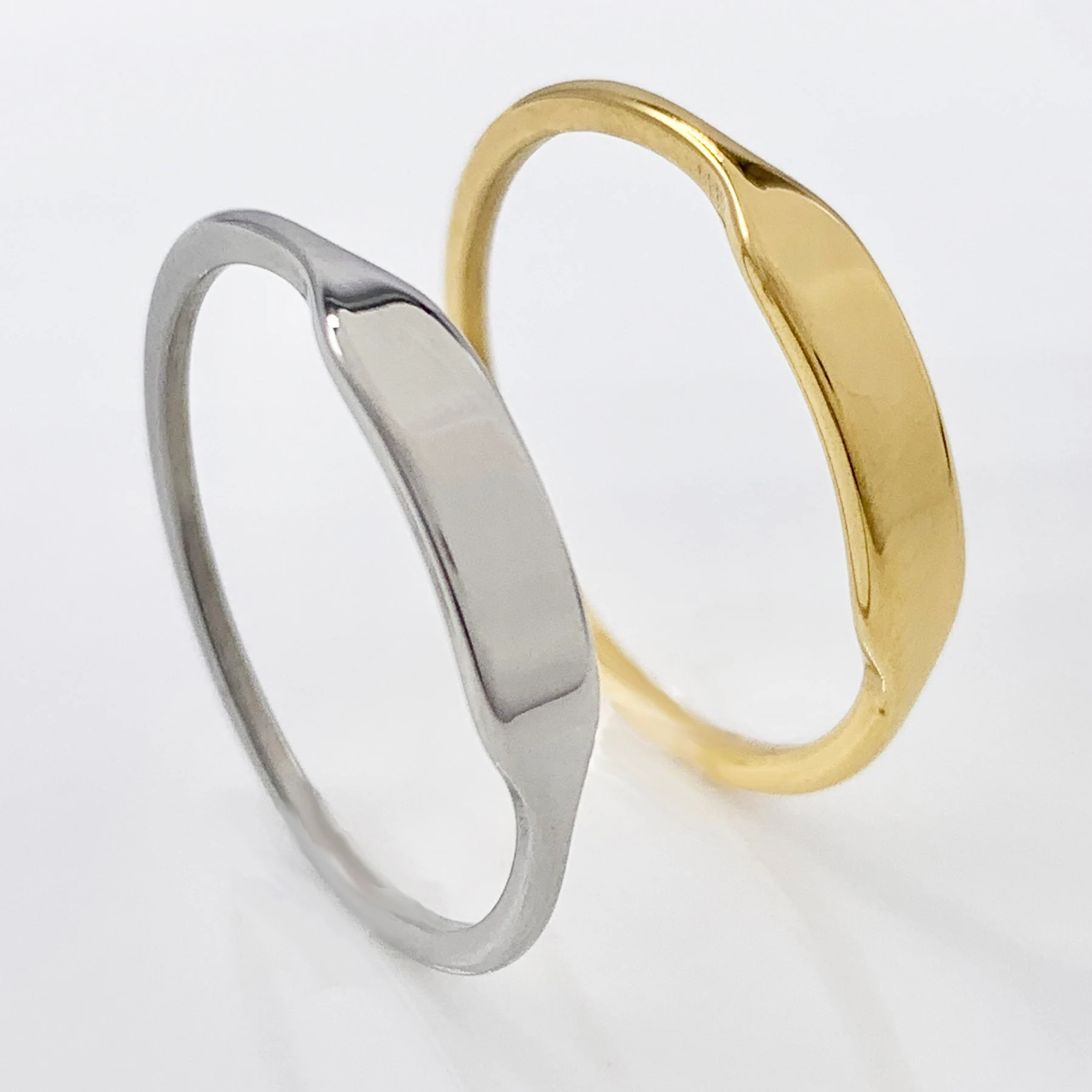 Geometric polished mirror finish minimalist Silver/Gold Signet Ring