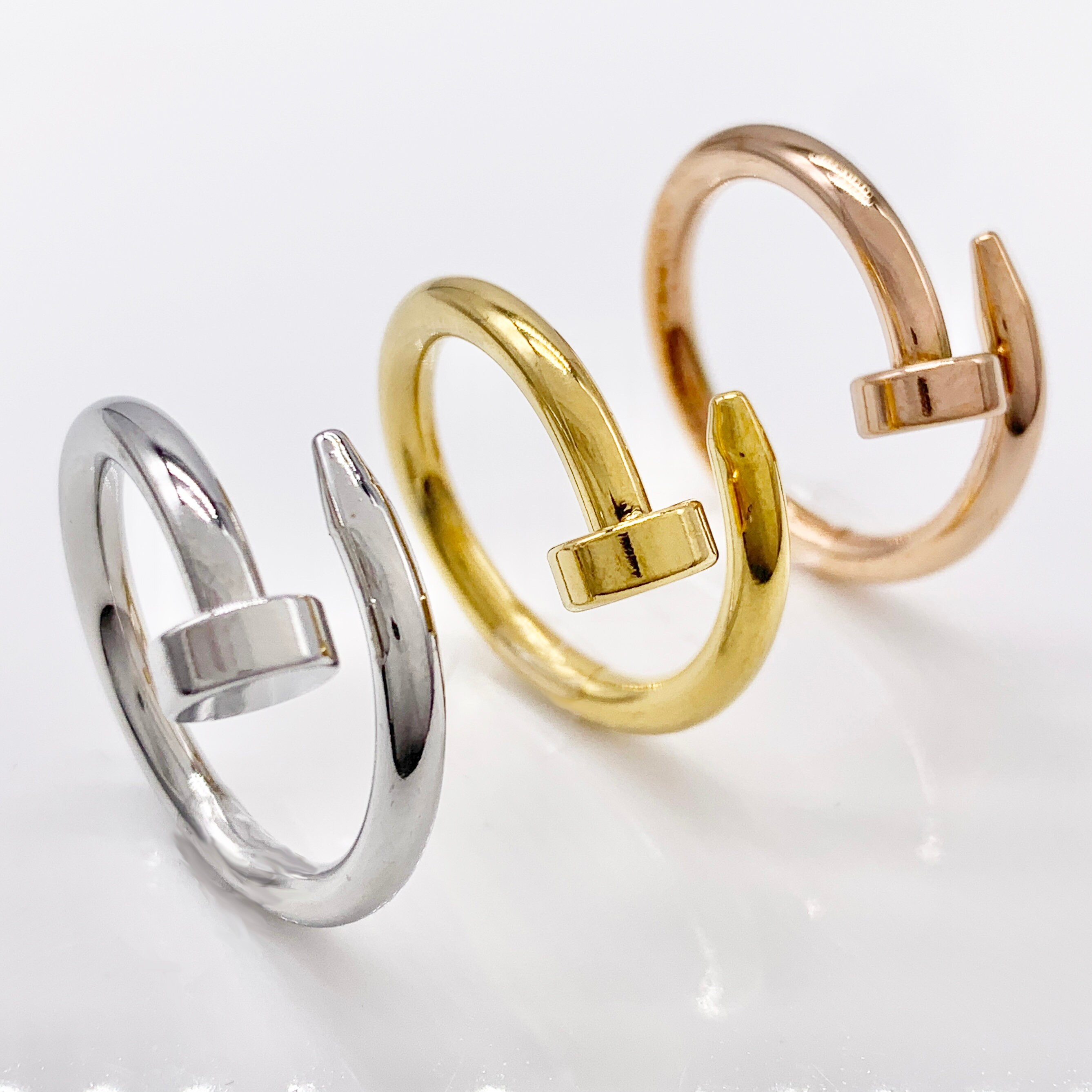  Geometric Gold /Silver/Rose Gold Minimalist Nail Signet Ring