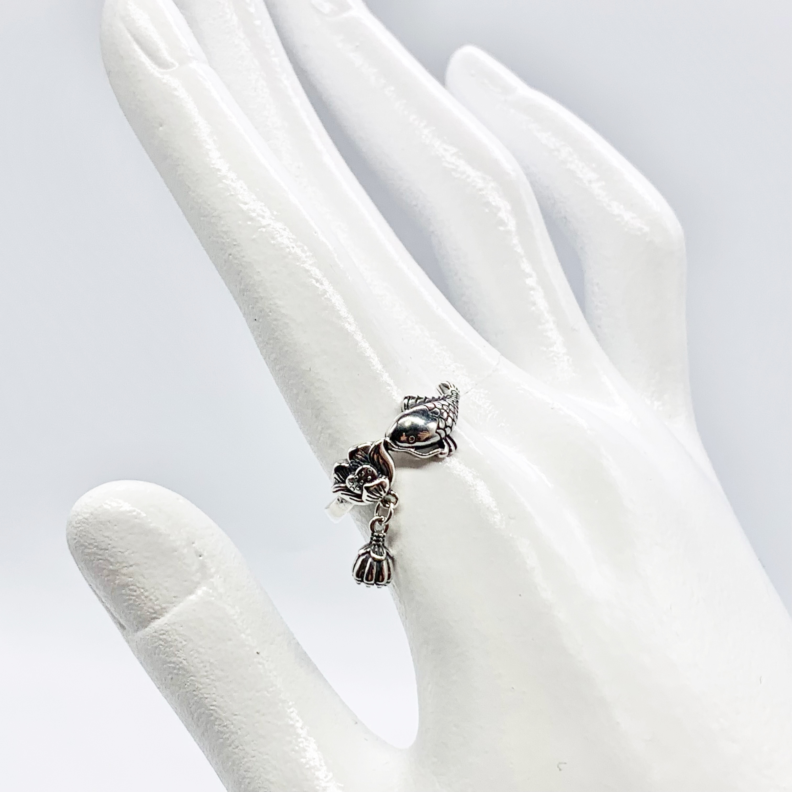 Vintage Japanese Carp Koi Fish adjustable Ring- Premium Real Sterling Silver S925,For Fish Lovers