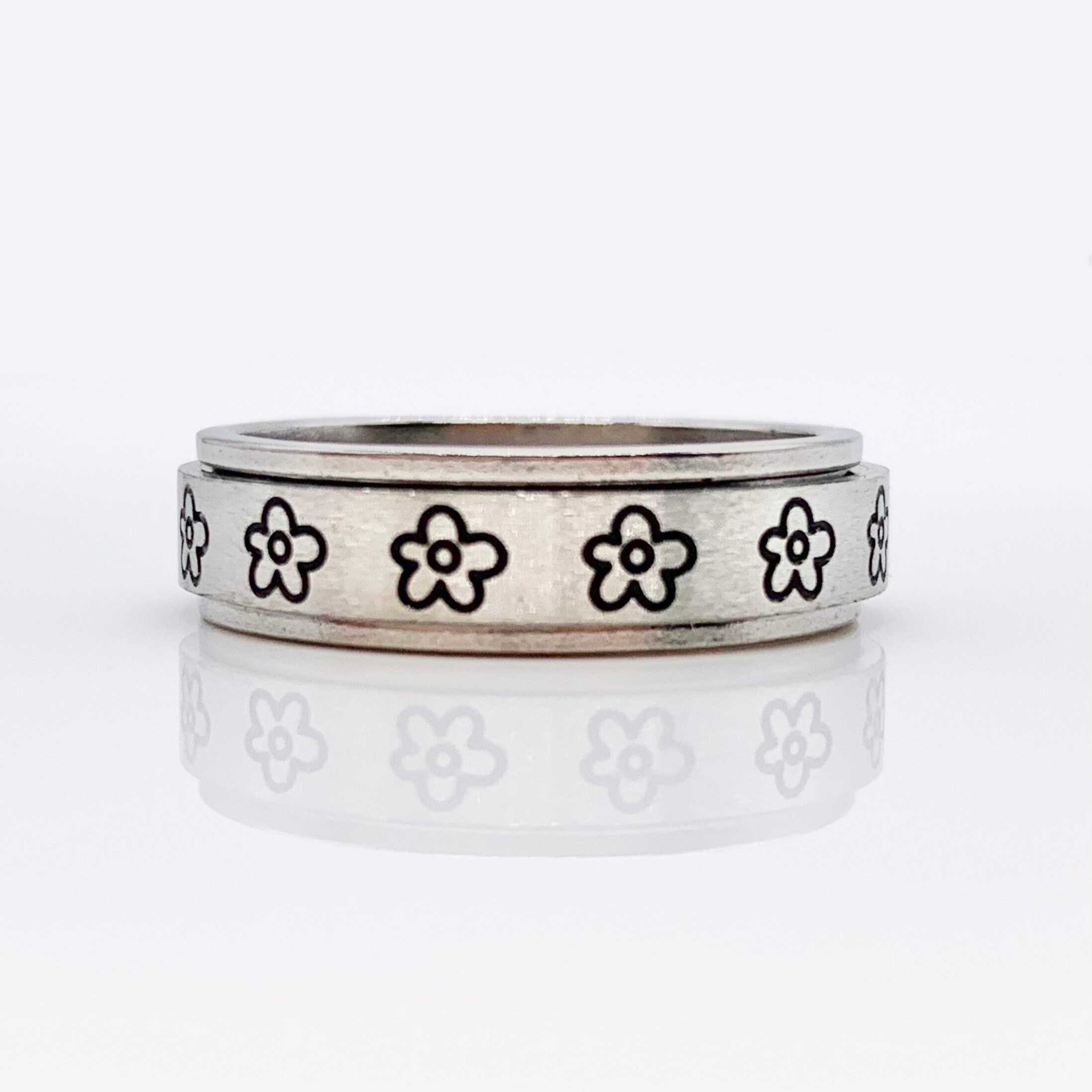 Turtles & Flowers Dainty Fidget Ring