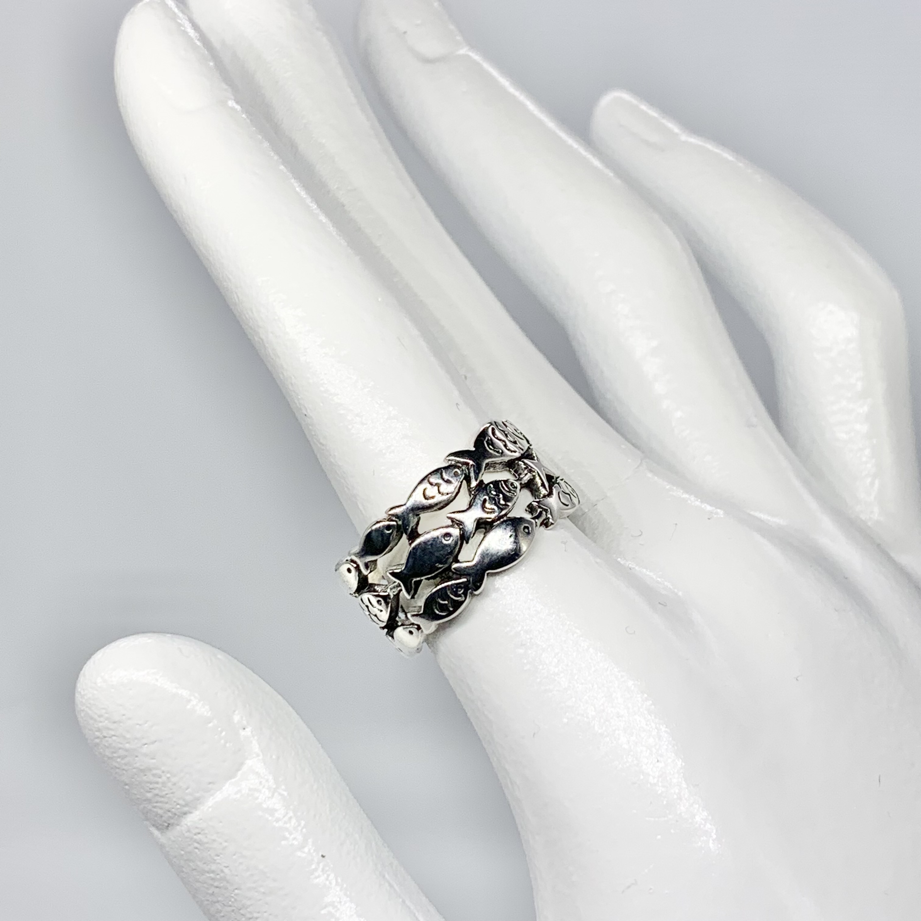 Fish Adjustable Ring-Premium Real Sterling Silver S925