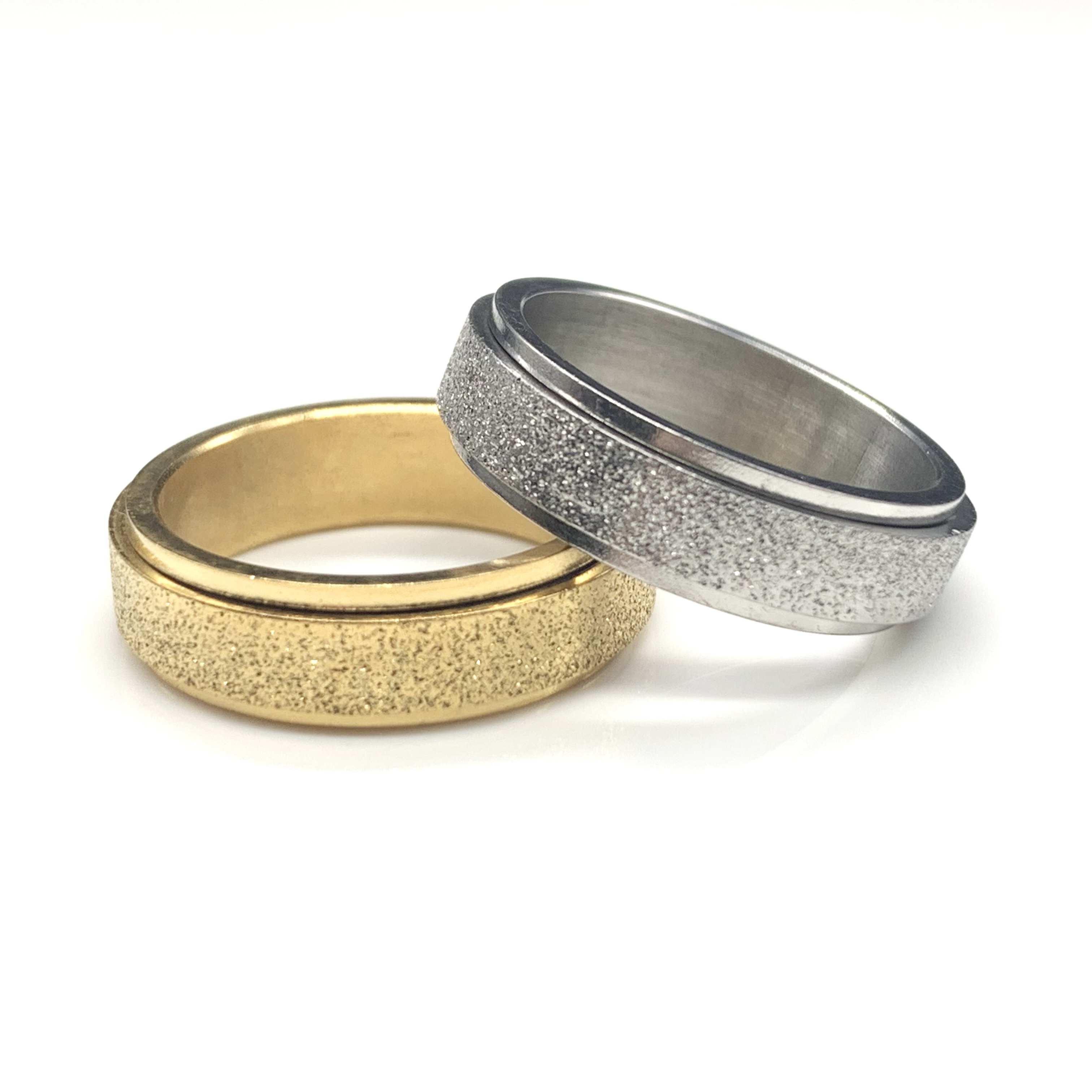 Sand Finish Titanium Steel Spinner Fidget Ring