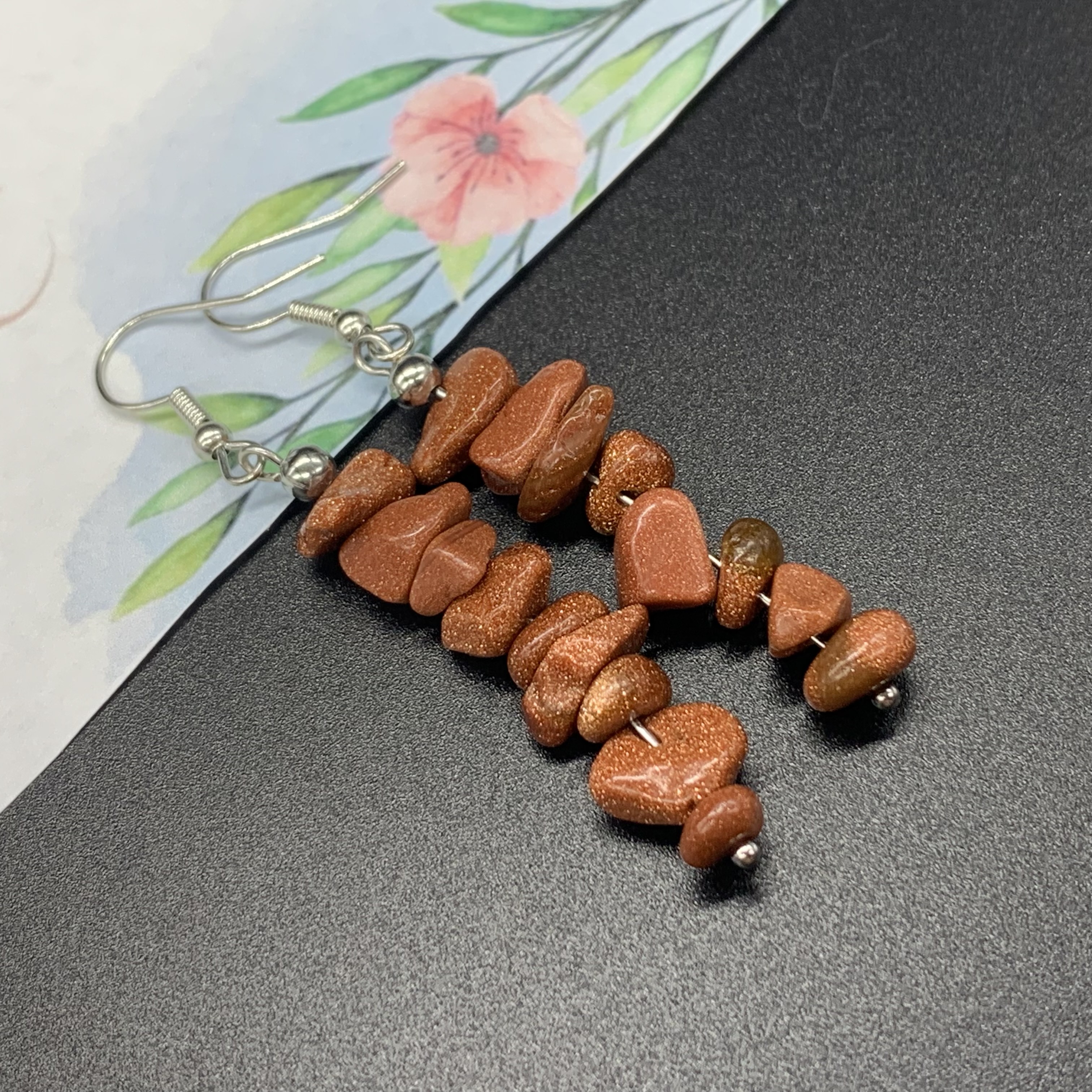 Green | Clear | Red | Brown | Blue | Rose | Purple Natural Crystal Gemstone Earrings