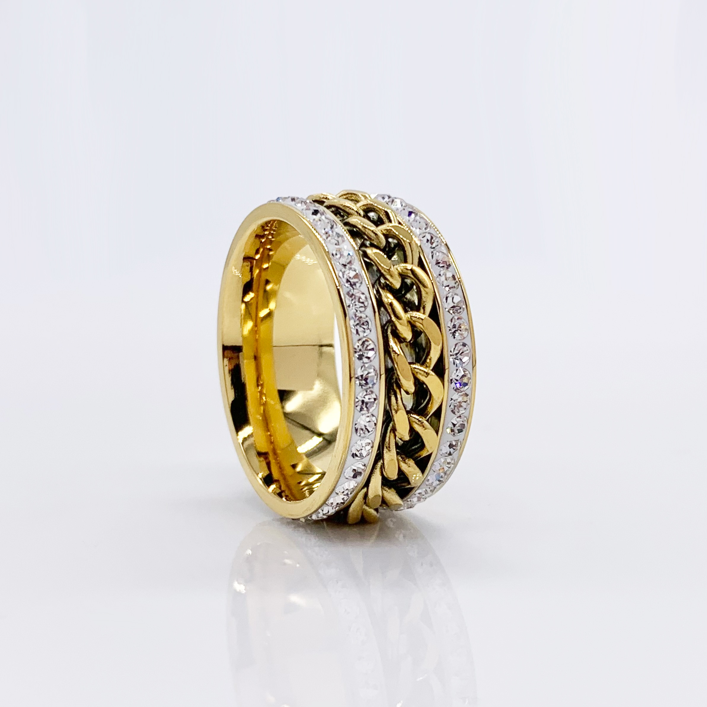 Unique Cuban Link Chain titanium steel Spinner Fidget Ring