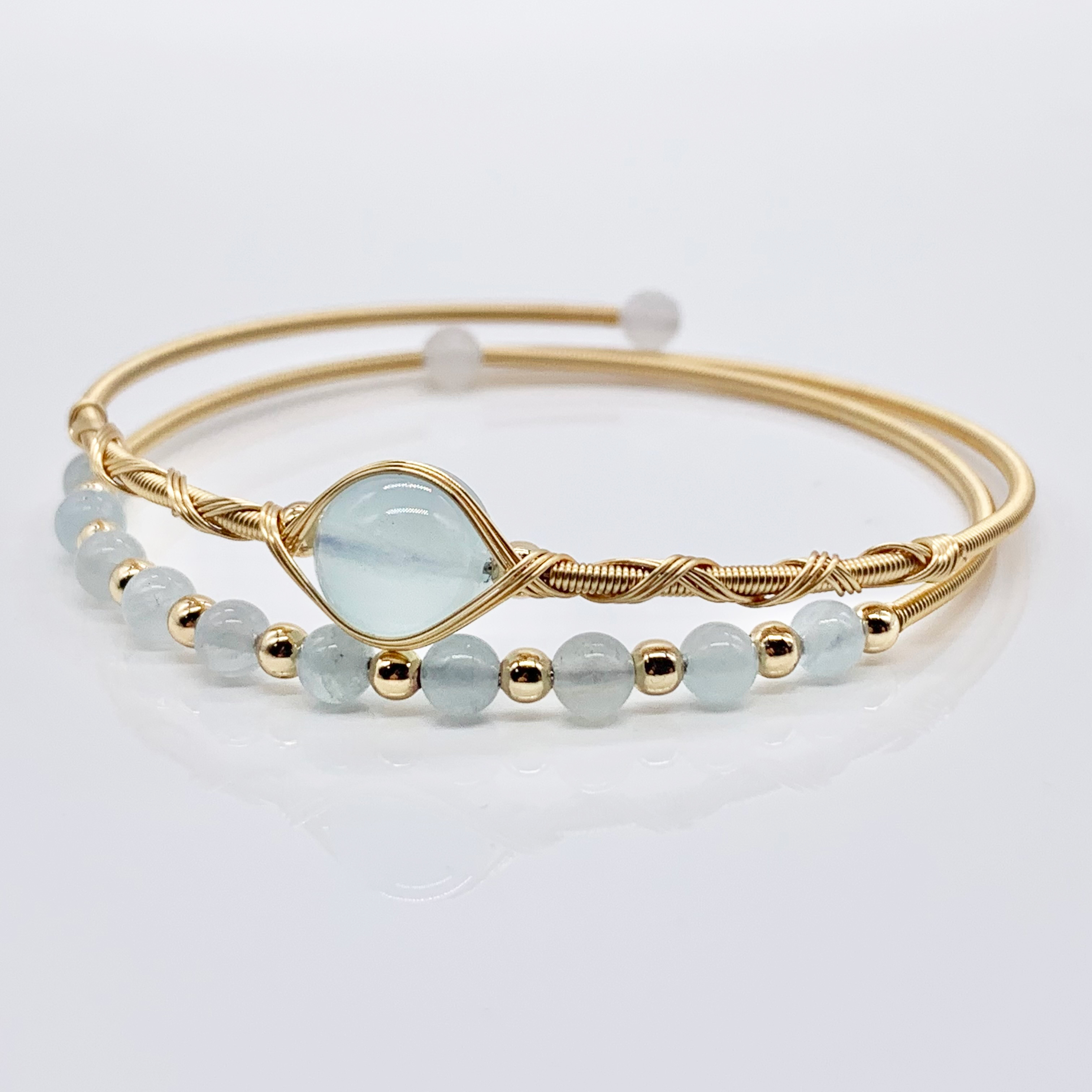 Tourmaline | Strawberry Crystal | Emerald | Aquamarine Handmade Gemstone Adjustable Copper and 14k Gold-plated bracelet  