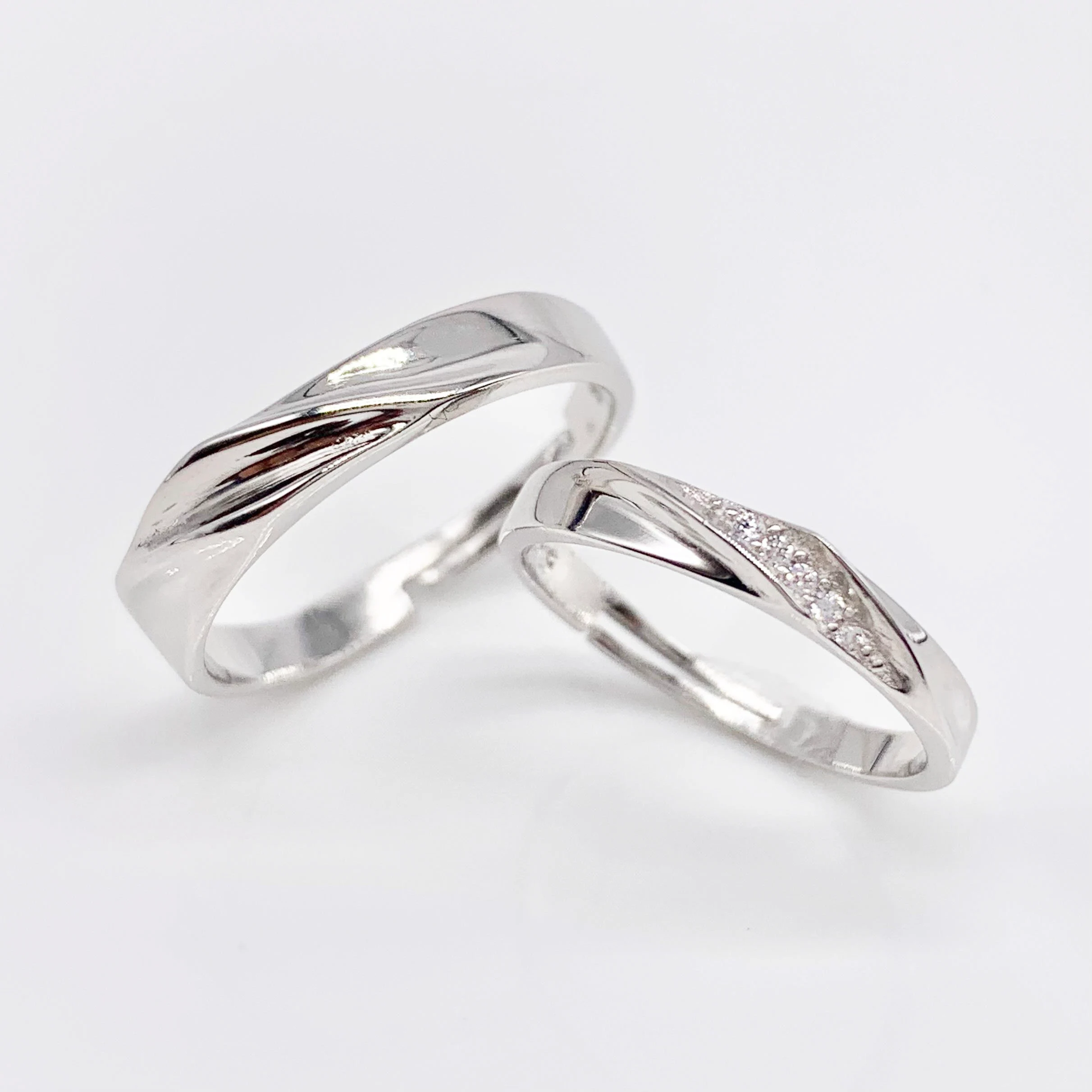 Elegant Adjustable Couple Rings Set in Real Sterling Silver