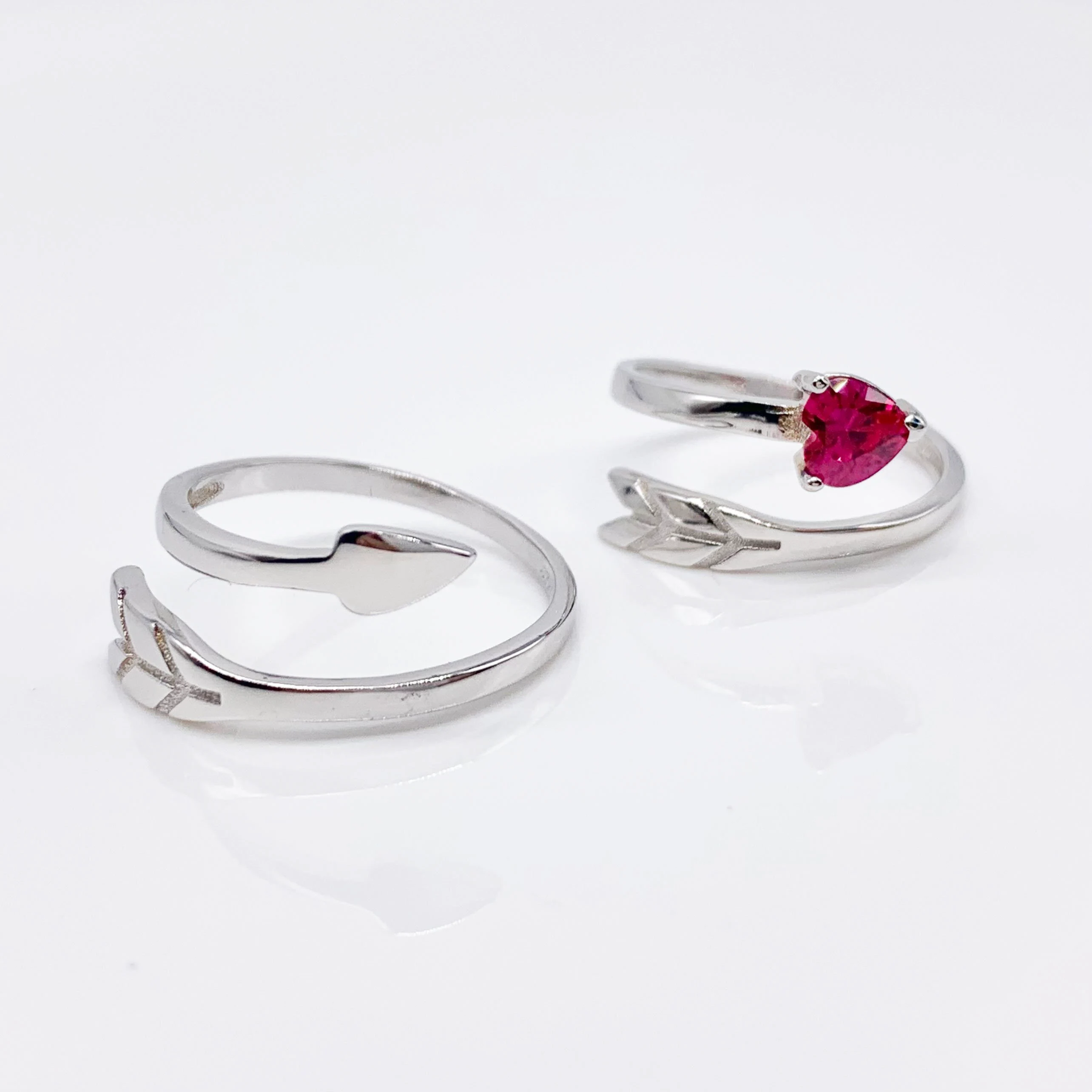Love Arrow Adjustable couples Rings-Premium Real Silver S925