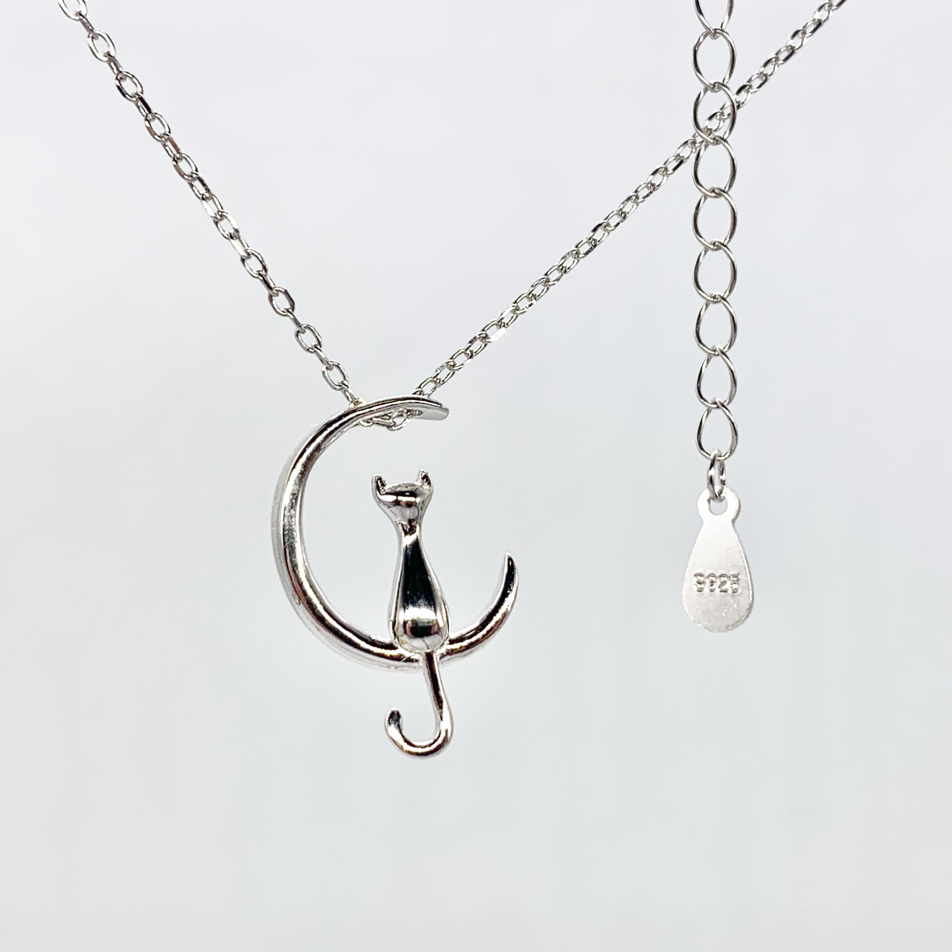 Cat On The Moon- Premium Real Silver S925 Necklace - For Cat Lovers