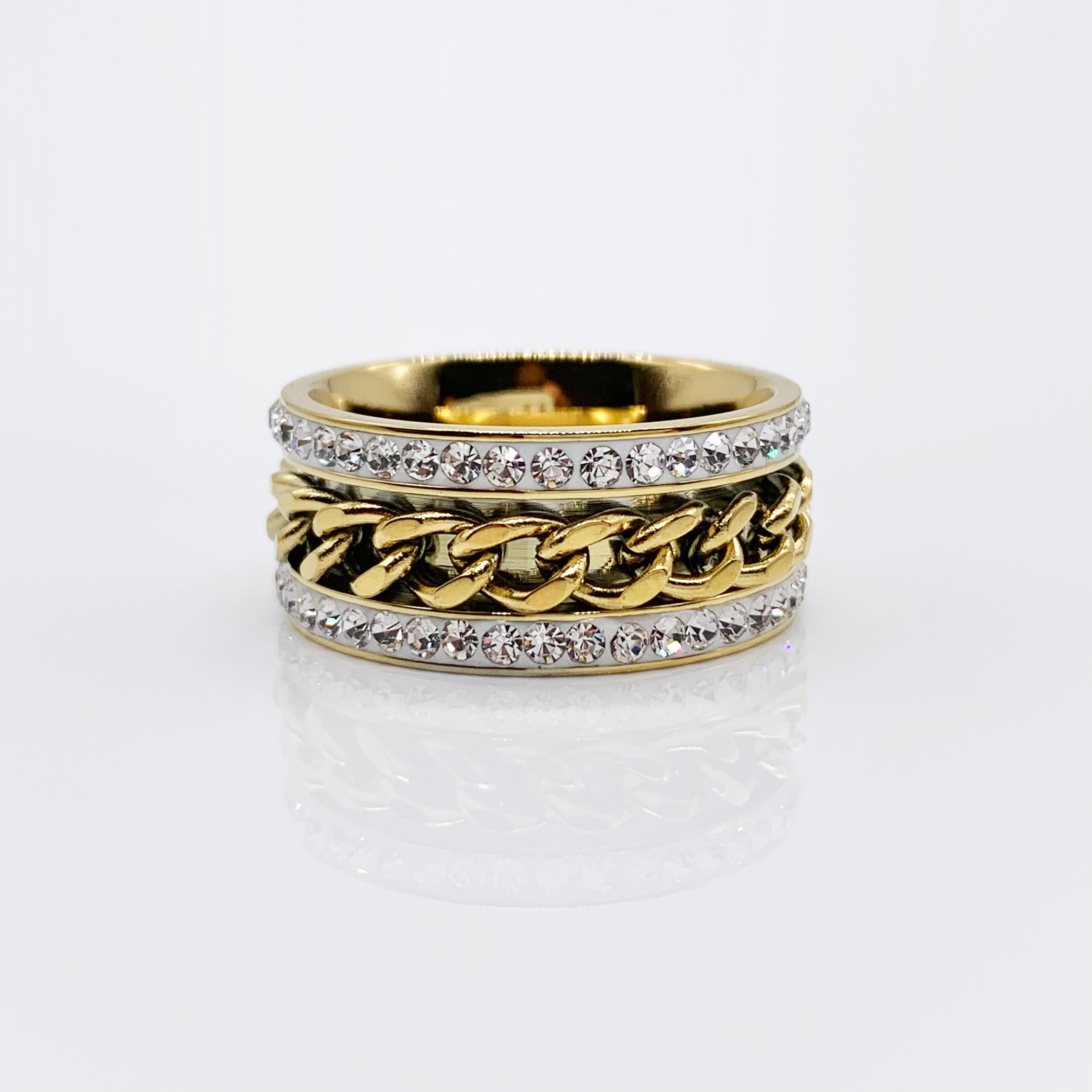 Unique Cuban Link Chain titanium steel Spinner Fidget Ring