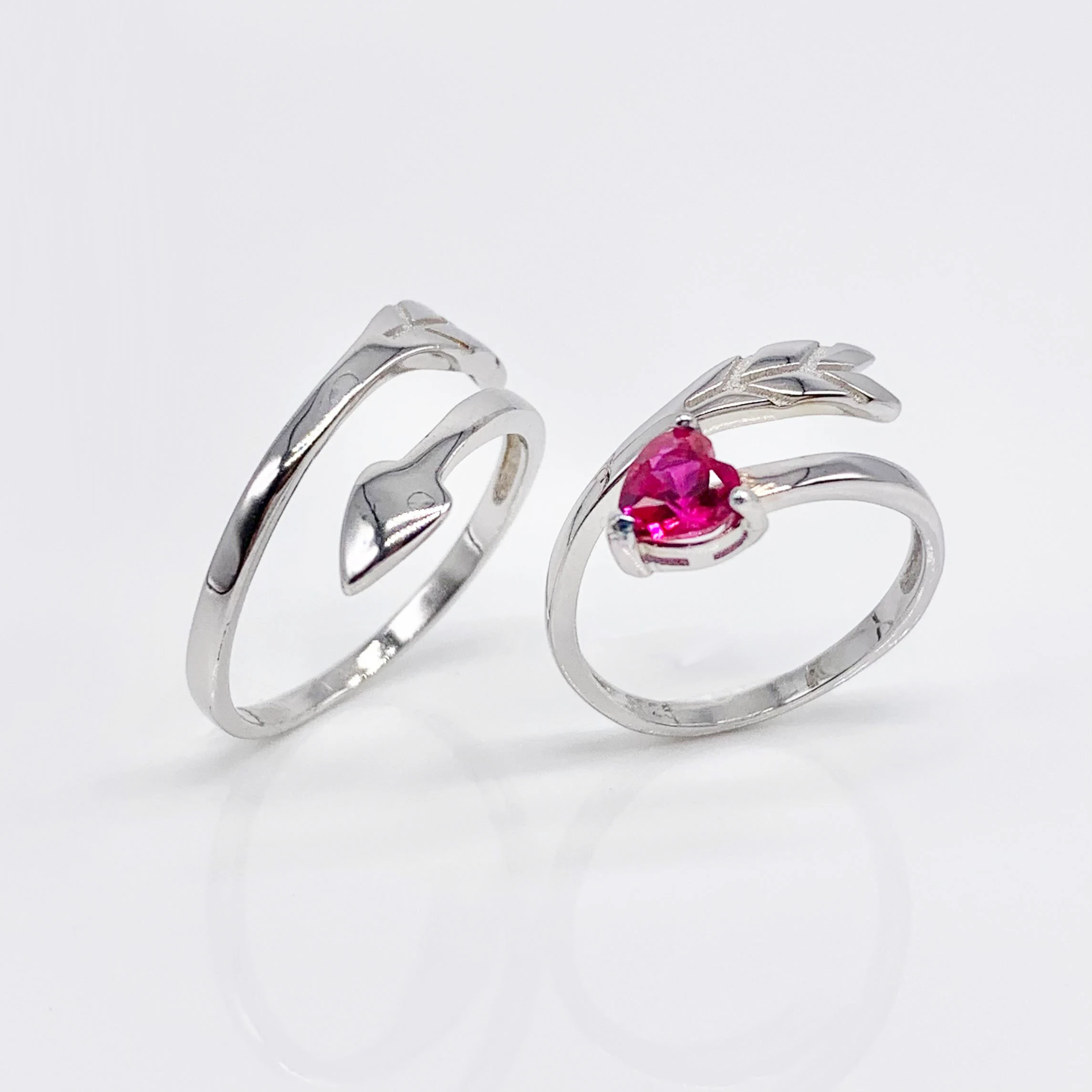 Love Arrow Adjustable couples Rings-Premium Real Silver S925