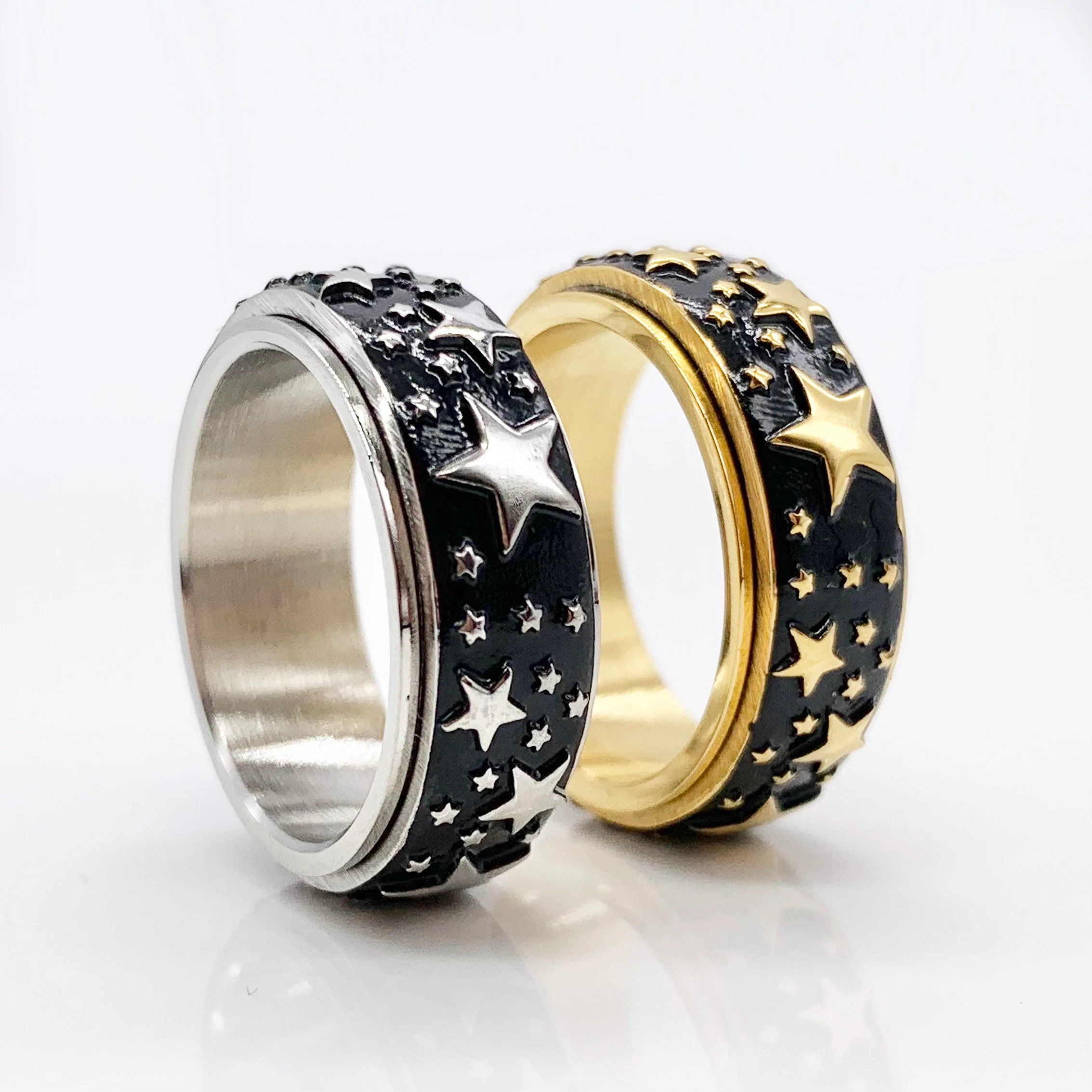 Spinner Fidget Ring featuring 3D Stars
